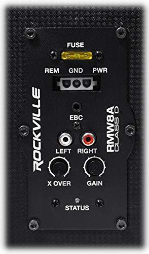 Rockville Rockville RMW8A, 8\" 800W Powered Truck Subwoofer, Class D Amp, Slim Ported Enclosure, Includes Remote Bass Knob, Perfect for Deep Bass in Compact Spaces