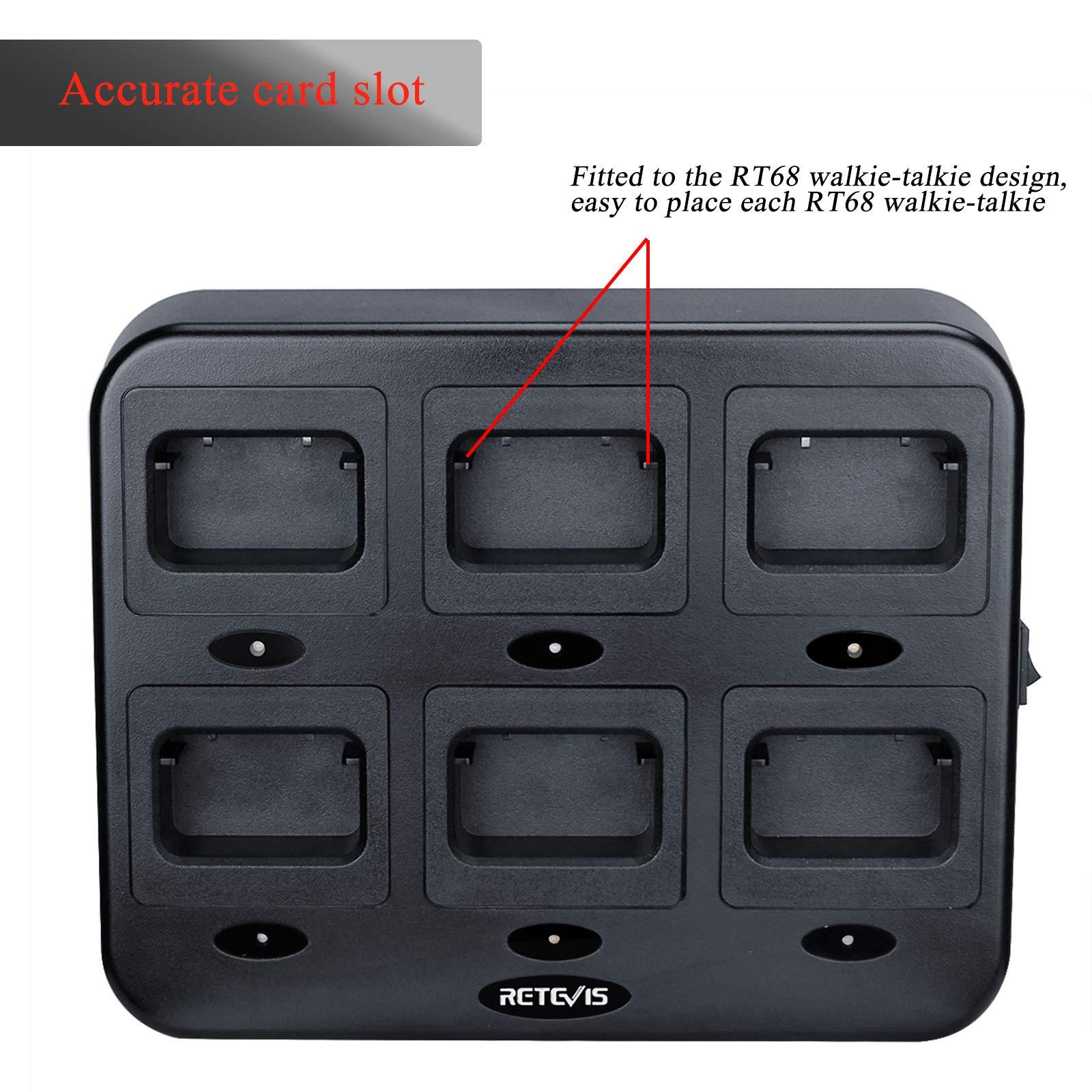 Retevis Retevis RT68 Walkie Talkies(6 Pack) Bundle with Six Way Charger(2 Pack) with Earpiece, Portable FRS Two-Way Radios Rechargeable, with 6 Way Multi Unit Charger, Hands Free