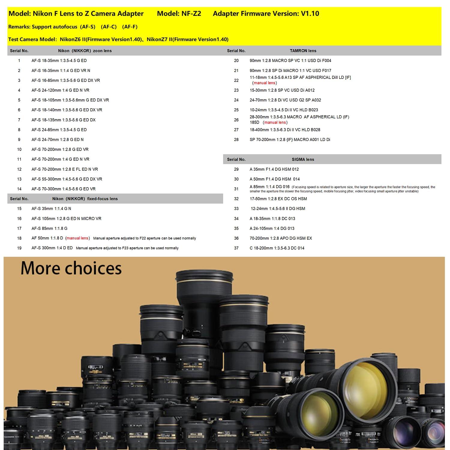 VILTROX VILTROX NF-Z Lens Mount Adapter Auto Focus Lens Mount Adapter Converter Control Ring for Nikon F Lenses to Nikon Z Mount Series Cameras Z5 Z50 Z30 Z6 Z6II Z7 Z7II Zfc Z8 Z6III Z7III