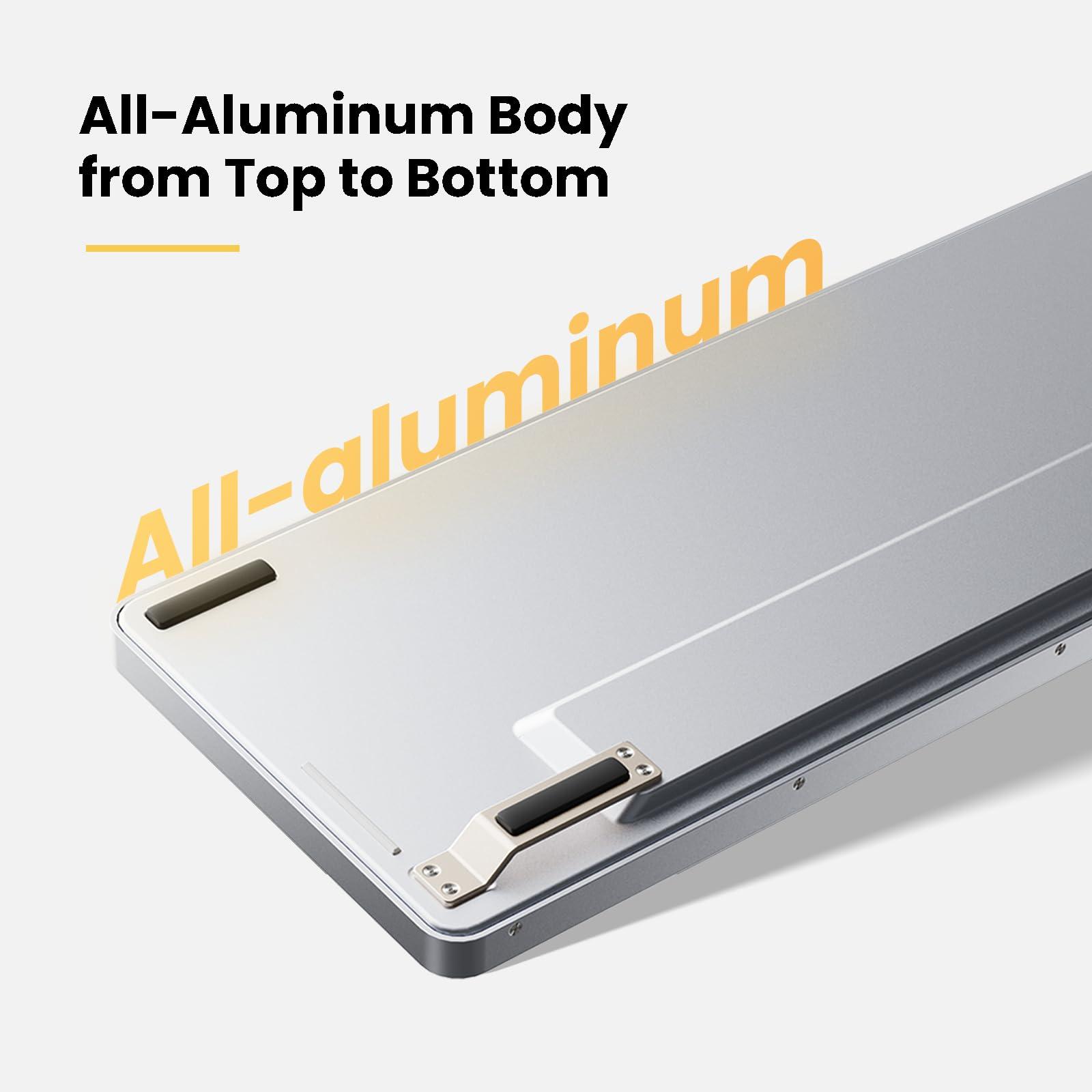 LOFREE LOFREE Flow Low Profile Mechanical Keyboard, 100 Keys Rechargeable Wireless Keyboards with Bluetooth and Wired Connection for Windows, Mac OS/White Ghost Linear Switches