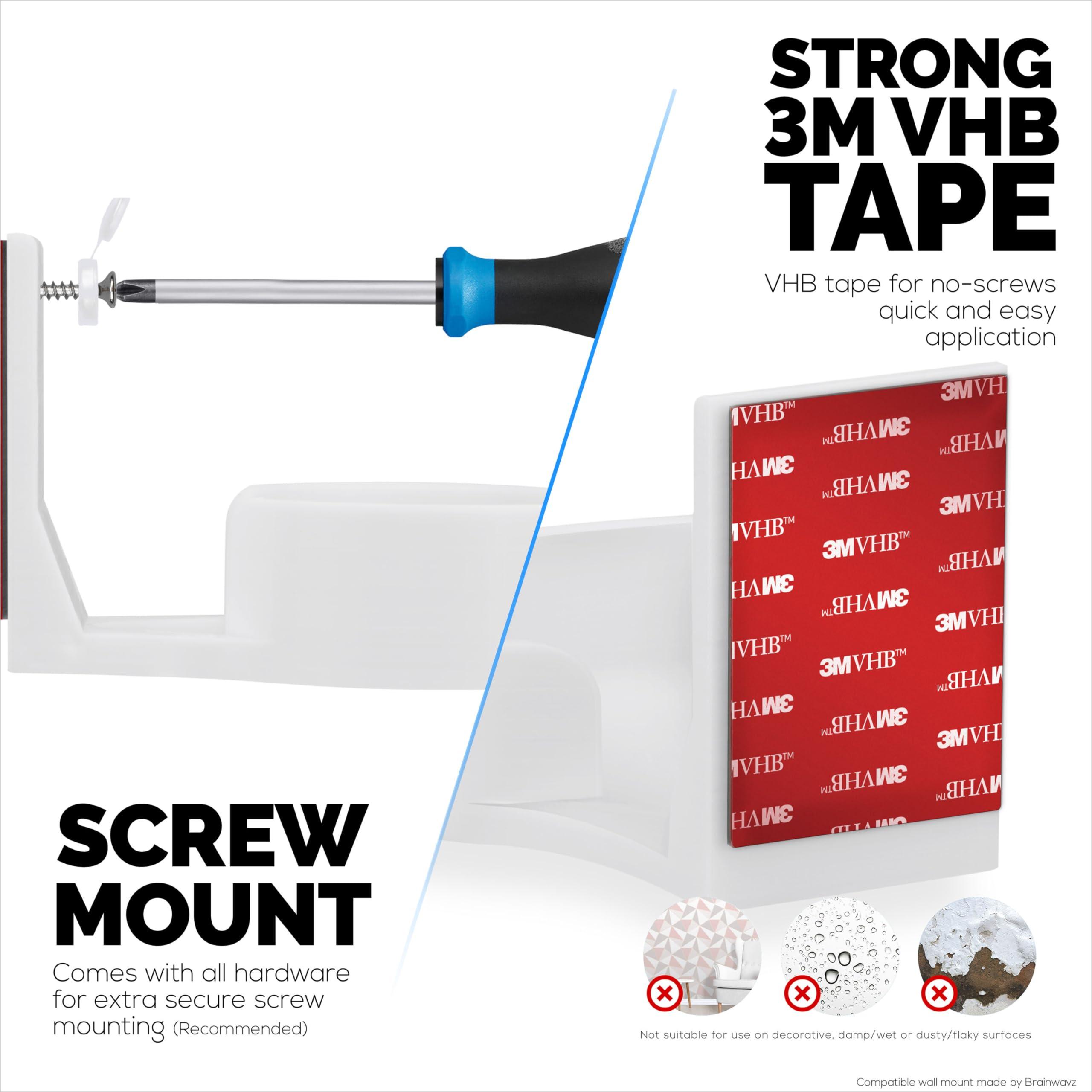 BRAINWAVZ Wall Mount for Google Nest WiFi Pro 6E Mesh Router, Easy to Install Holder Bracket, Reduce Interference & Clutter, Adhesive & Screw-in Mounting