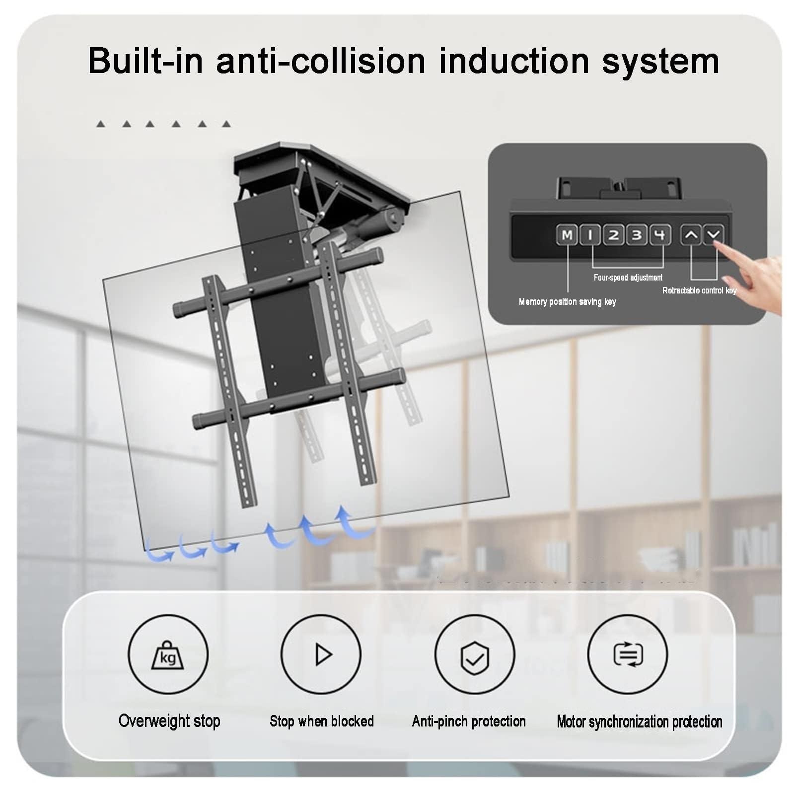 ZJYSMH tv wall mount,wall mount tv bracket, Motorised TV Bracket, Motorized TV Mount for 50-90 Inch TVs, Hidden Drop Down TV Lift with Auto Lifting, Motorized TV Stand with Remote Control and Switch Control
