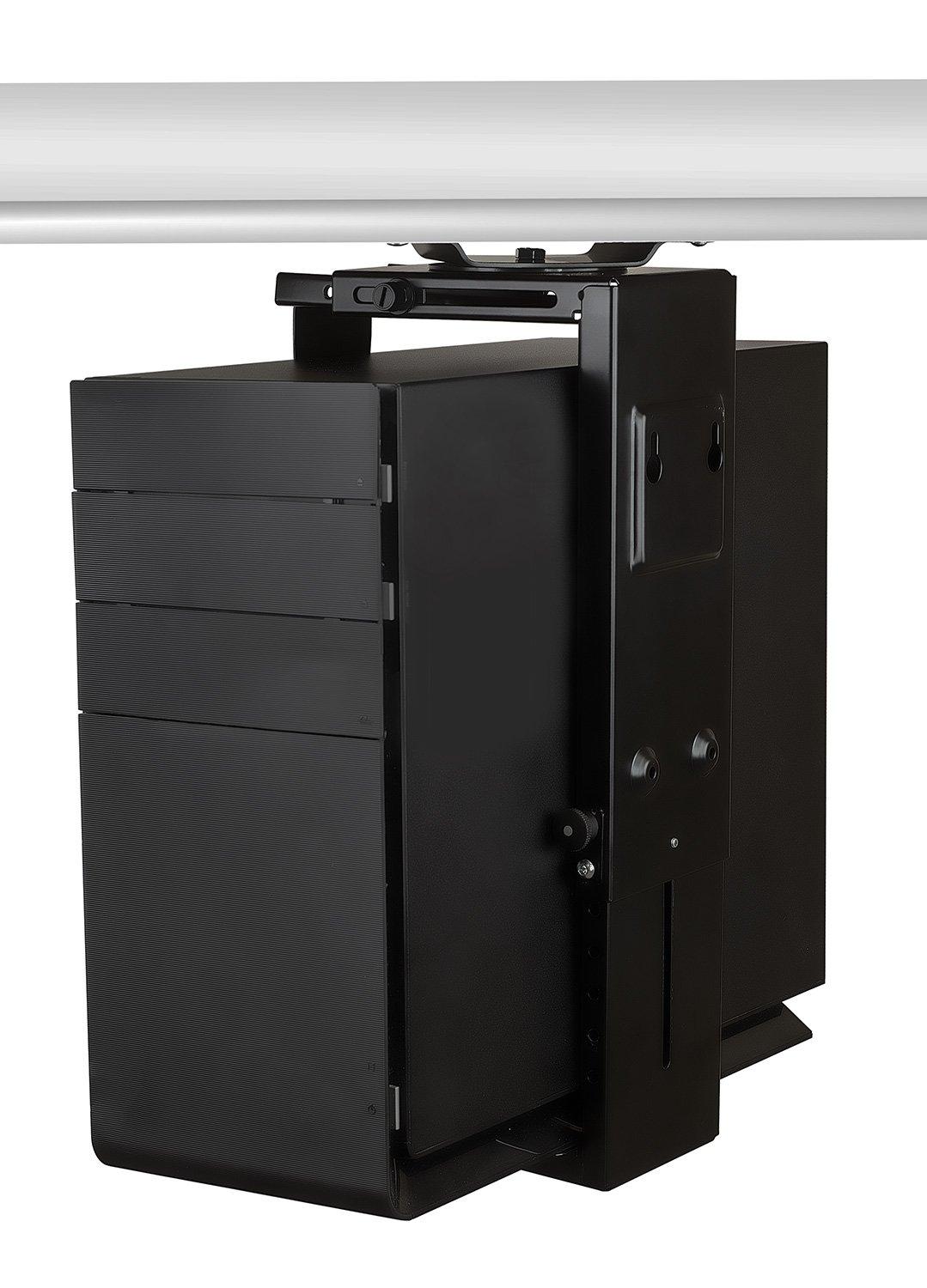 Mount-It! Mount-It! CPU Under Desk Mount Bracket - Computer Tower Wall and Under Counter Holder, 360 Degree Swivel Adjustable Height and Width Wall-Mountable
