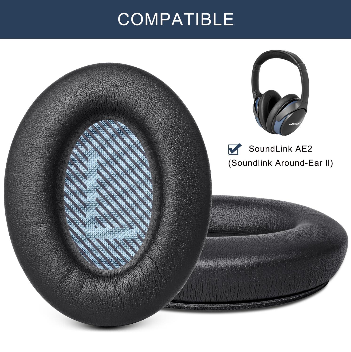 GEVO Ear Pads Replacement for Bose SoundLink AE2 - GEVO Earpad Cushions for SoundLink AE2 / SoundLink Around Ear ii Wireless Headphones with Premium Protein Leather Noise Isolation Memory Foam (Black)