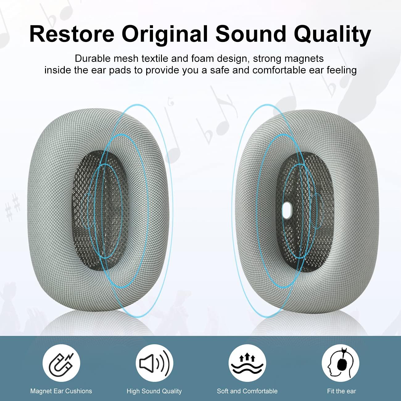 XINRUISEN XINRUISEN Replacement Earpads for Airpods Max, Ear Cushions Replacement for Airpod Max Headphone, Ear Pads Cover with Durable Mesh Fabric & Memory Foam, Comfortable and Easy Installation-Green