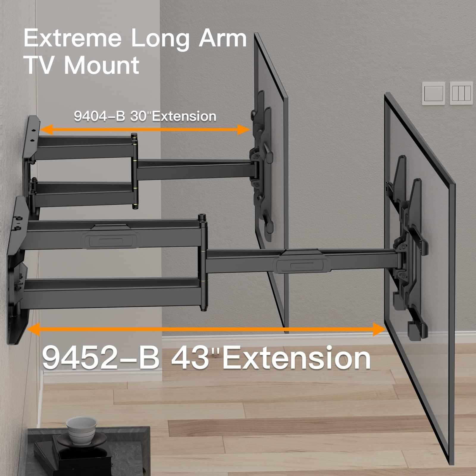 FORGING MOUNT Heavy Duty Long Arm TV Wall Mount with 43" Dual Articulating Arms for Most 50-90inch TVs, Full Motion TV Mount Swivel Tilt TV Bracket Holds 198lbs, 16,18, 24 Studs VESA 600x400MM FORGING MOUNT