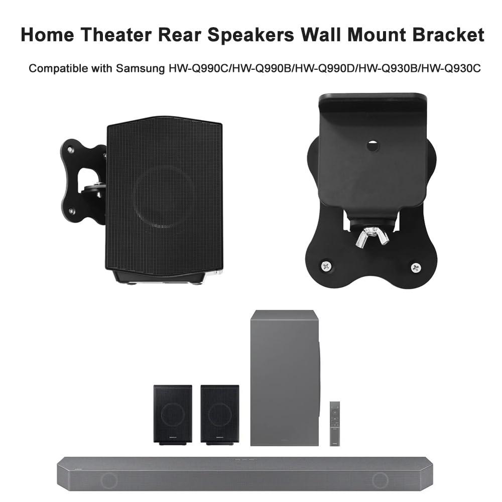 EUGOOCX EUGOOCX Metal Wall Mount Bracket for Samsung HW-Q990C/HW-Q990B/HW-Q990D/HW-Q930 Surround Rear Speakers, Home Theater Surround Sound System Wallmount Accessories (1pc Black)