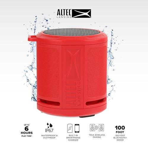 Altec Lansing Altec Lansing HydraMicro - Waterproof Bluetooth Speaker, Lightweight & Portable Speaker for Travel & Outdoor Use, Red