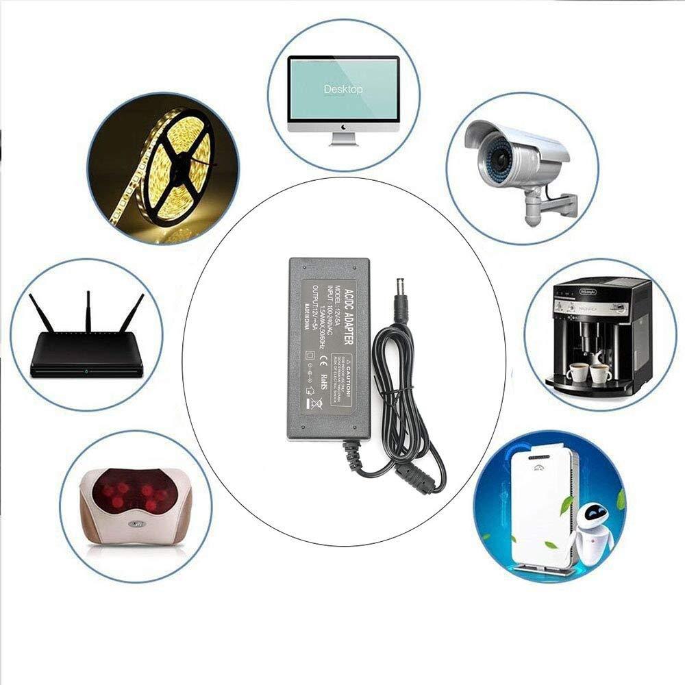 Velain 12V 5A Power Supply Adapter, AC100-240V to DC12V Converter Transformer with 5.5x2.5mm DC Output Jack for LED Strip Light,Wireless Router,ADSL Cats,Security Cameras