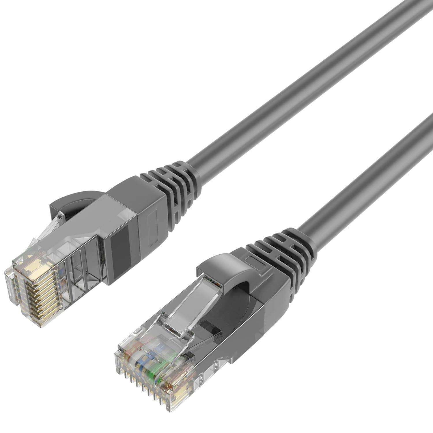 QualGear QualGear QG-CAT6R-CCA-75FT-GRY CAT 6 High Speed Internet and Ethernet Cable for Home and Office Use - 24 AWG, Up to 1 Gbps, 250MHz, Gold Plated Contacts, RJ45, CCA, Gray - 75ft