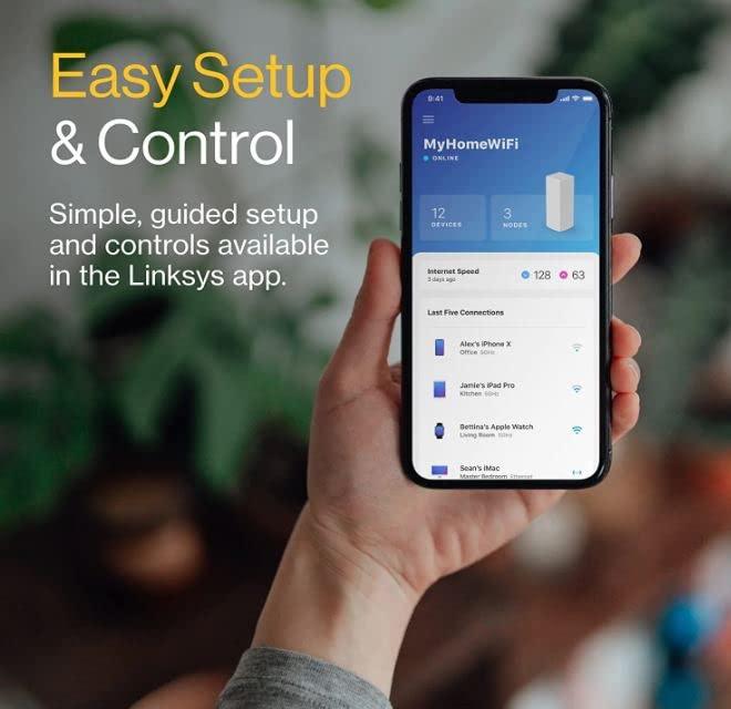 Linksys Linksys MX8000 Mesh WiFi Router - AX4200 WiFi 6 Router - Velop Tri-Band WiFi Mesh Router - WiFi 6 Mesh Computer Routers For Wireless Internet - Internet Router - Connect 80+ Devices, 5,400 Sq Ft, 2-Pk