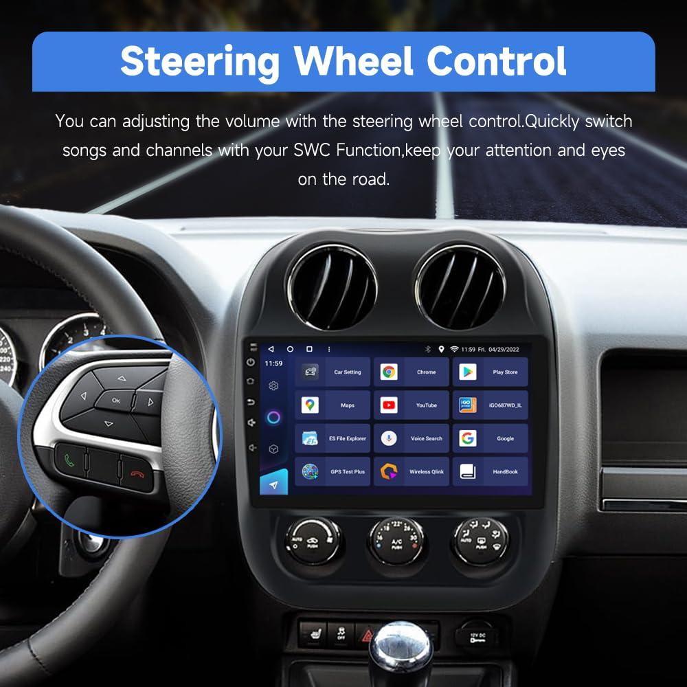 ZBARK Android 13 Touch Screen Car Radio Stereo for Jeep Compass Patriot from 2010 to 2016 Wireless CarPlay Android Auto Bluetooth with GPS Navigation