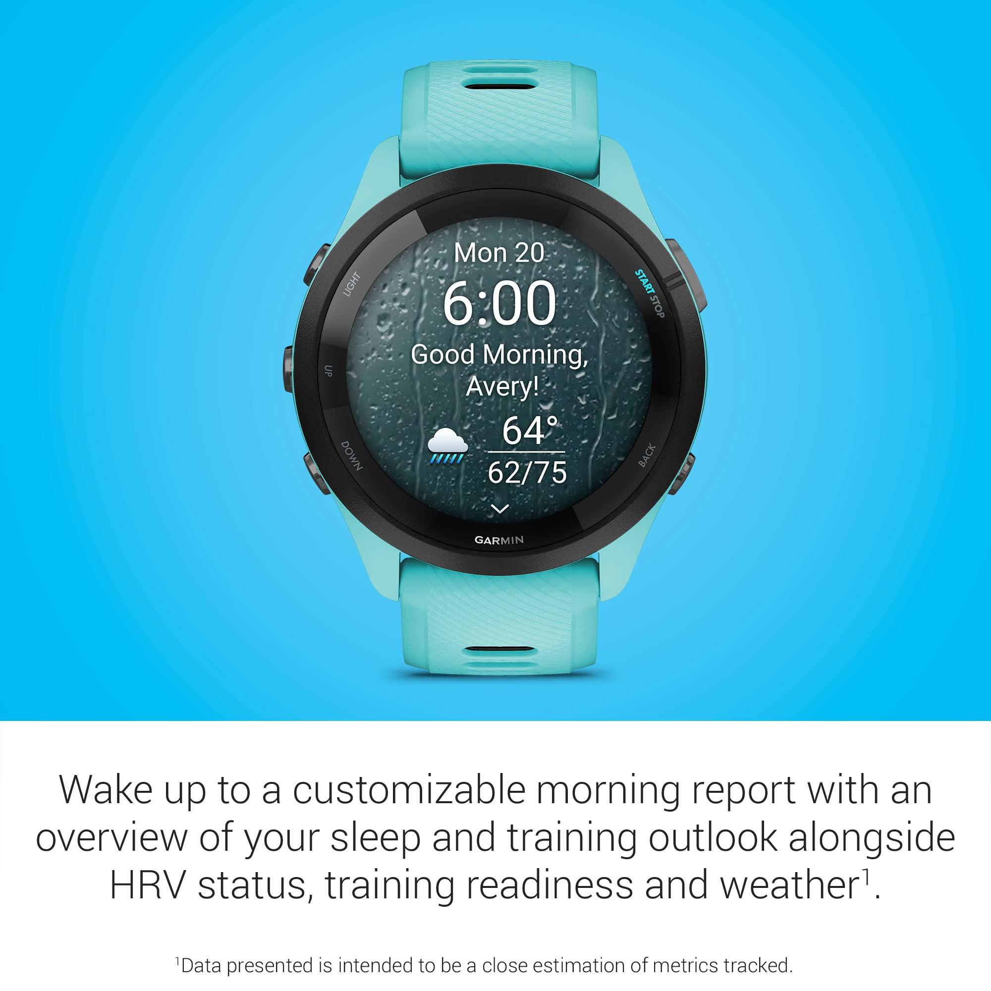 Garmin Garmin Forerunner 265 Running Smartwatch, Colorful AMOLED Display, Training Metrics and Recovery Insights, Aqua and Black