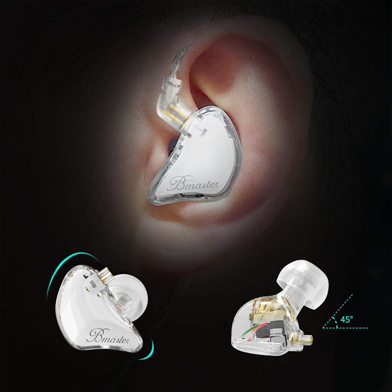 BASN BASN Bmaster 2-Pin Triple Drivers in Ear Monitor Headphone with Two Detachable Cables Fit in Ear Suitable for Audio Engineer, Musician (White)