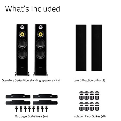 Fluance Fluance Signature HiFi 3-Way Floorstanding Tower Speakers with Dual 8" Woofers for 2-Channel Stereo Listening or Home Theater System - Black Ash/Pair (HFF)