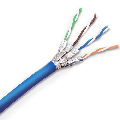 Infinity Cable Products Elite Cat8 Plenum Shielded (CMP), 40Gb, 2000MHz, S/FTP 22AWG, Solid Bare Copper, Higher Performance PoE, UL Listed, ETL Verified (Blue, 1000ft)