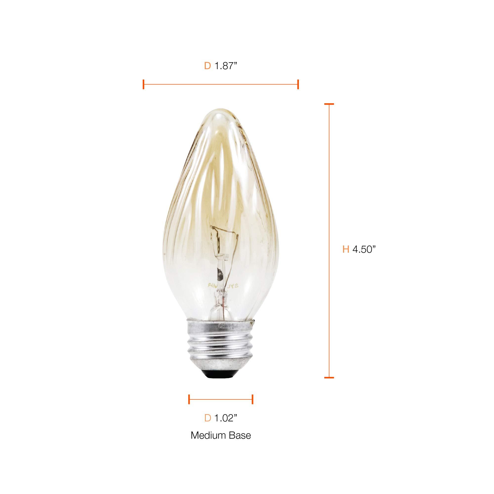 LEDVANCE SYLVANIA F15 Dcor Incandescent Light Bulb, 25W, Amber Iridescent Finish, Medium Base, 120V, 2 piece per pack (Pack of 2)