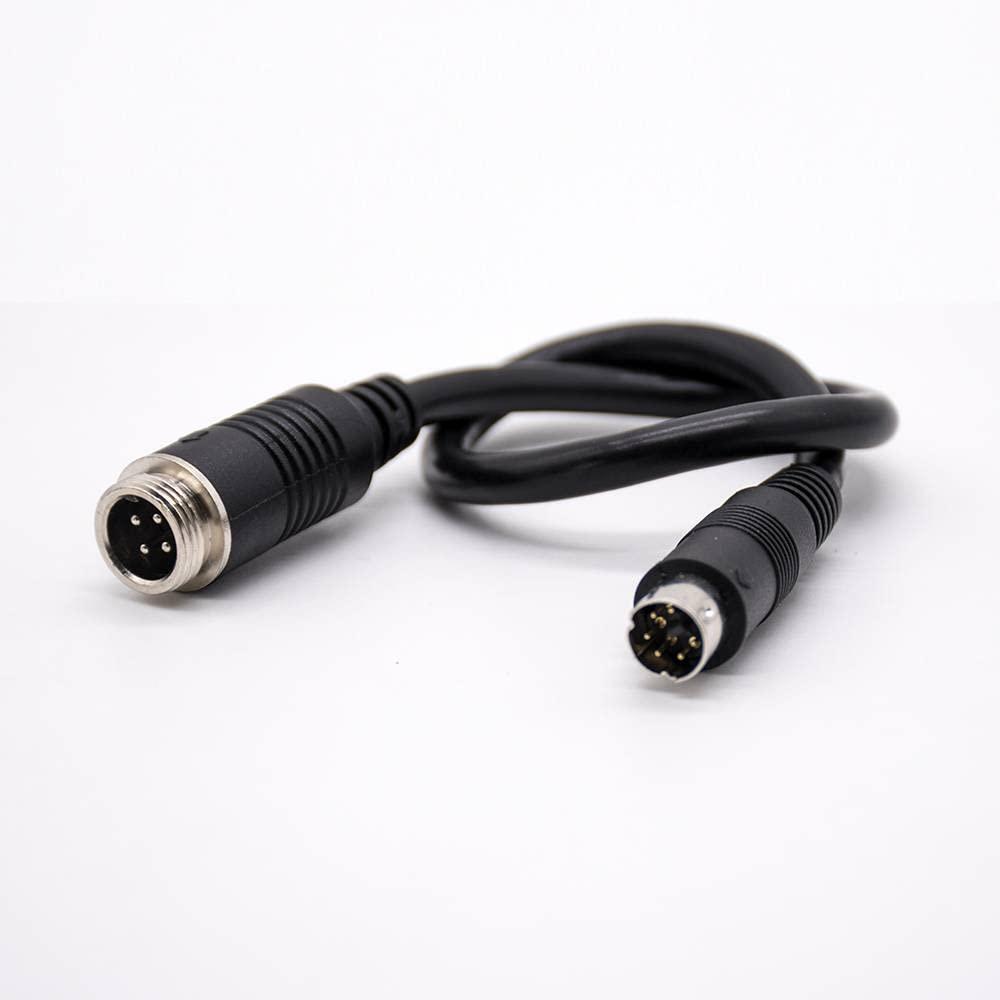 keisnoaja Mini Din Electrical Plug Connector 6 Pin to GX12 4 Pin Straight Male Injection Cable PVC 22AWG 300mm