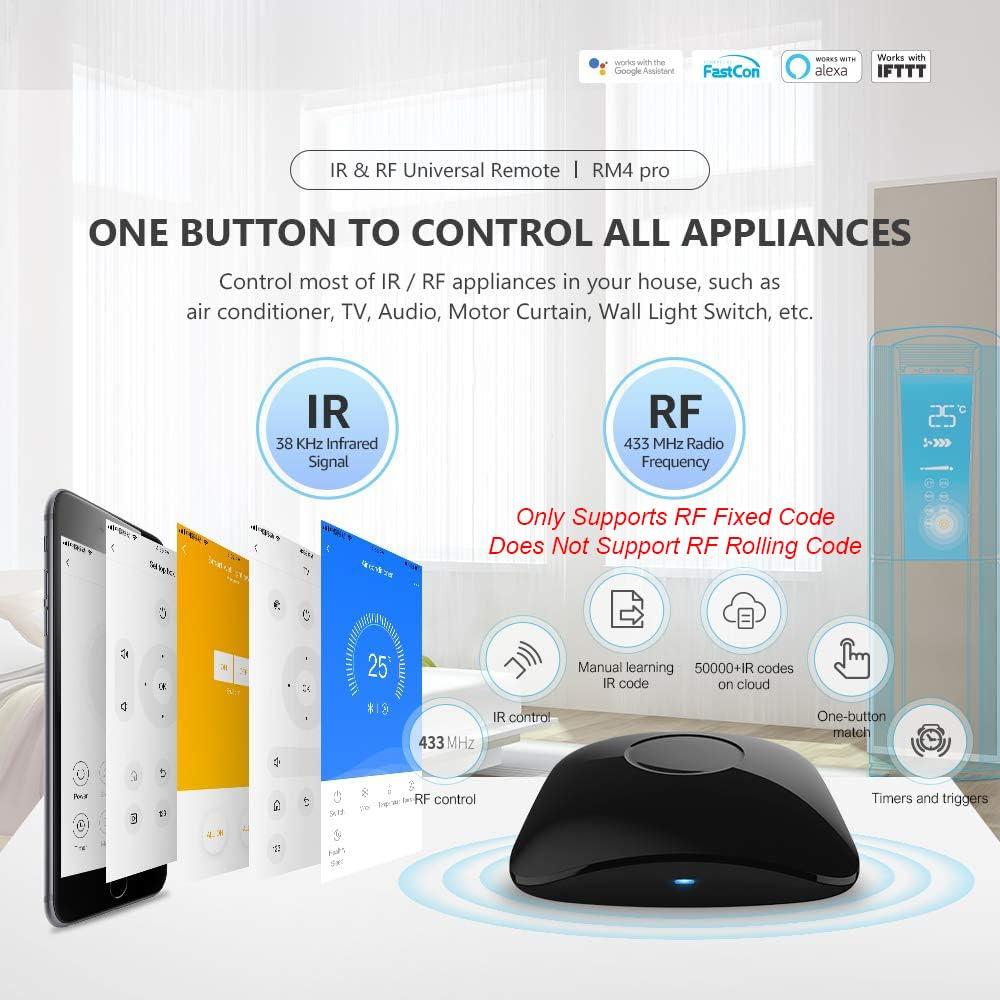 Broadlink BroadLink RM4 pro Smart Remote and Sensor Cable Set RM4 pro S (2.4 GHz Wi-Fi Only), Universal IR RF Remote Control Hub with Temperature Humidity Monitor USB Cable, Works with Alexa & IFTTT
