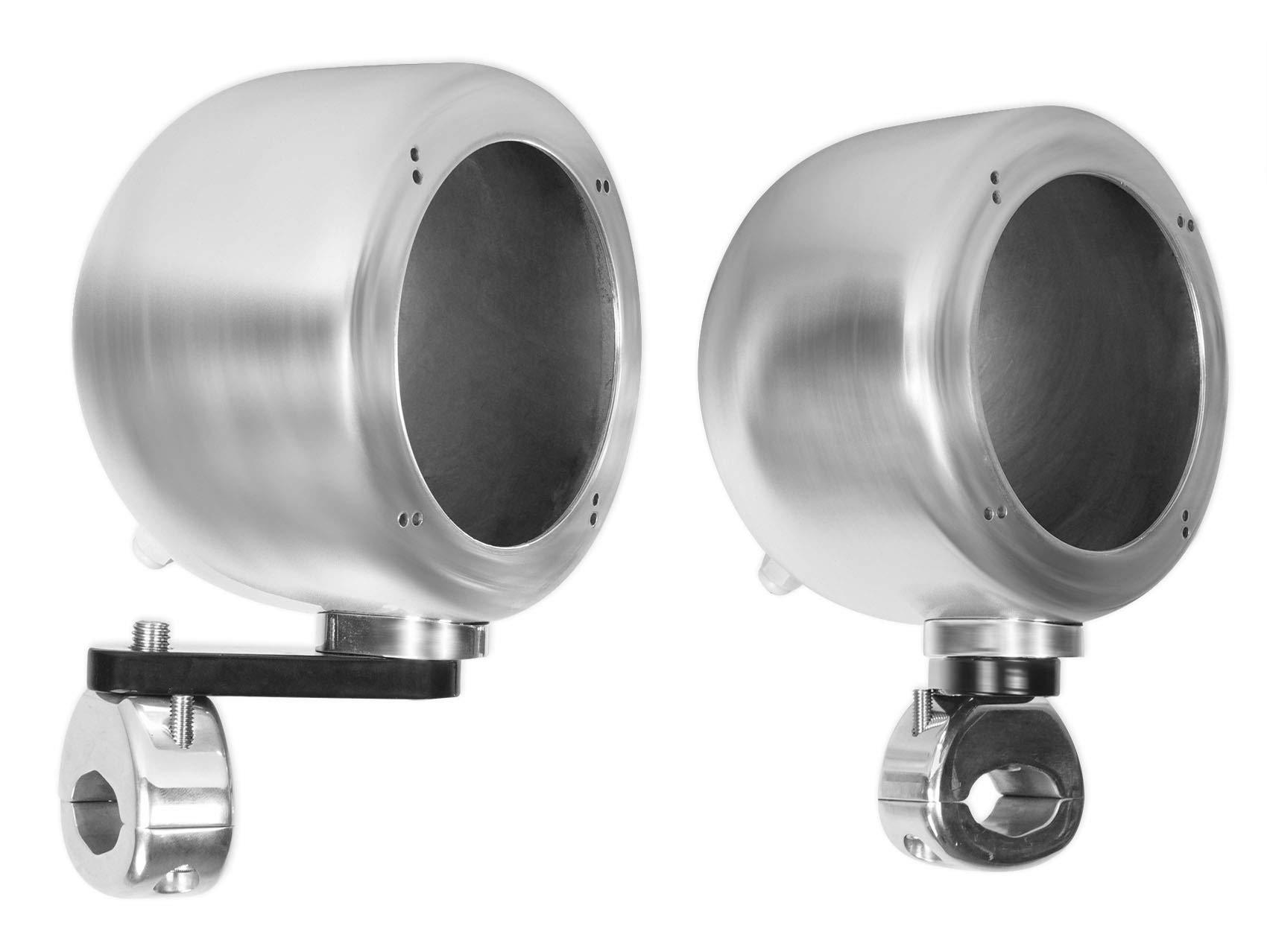 Rockville (2) RockvilIe MAC40B 4\" Chrome Swivel Aluminum Motorcycle Handlebar Speaker Pods