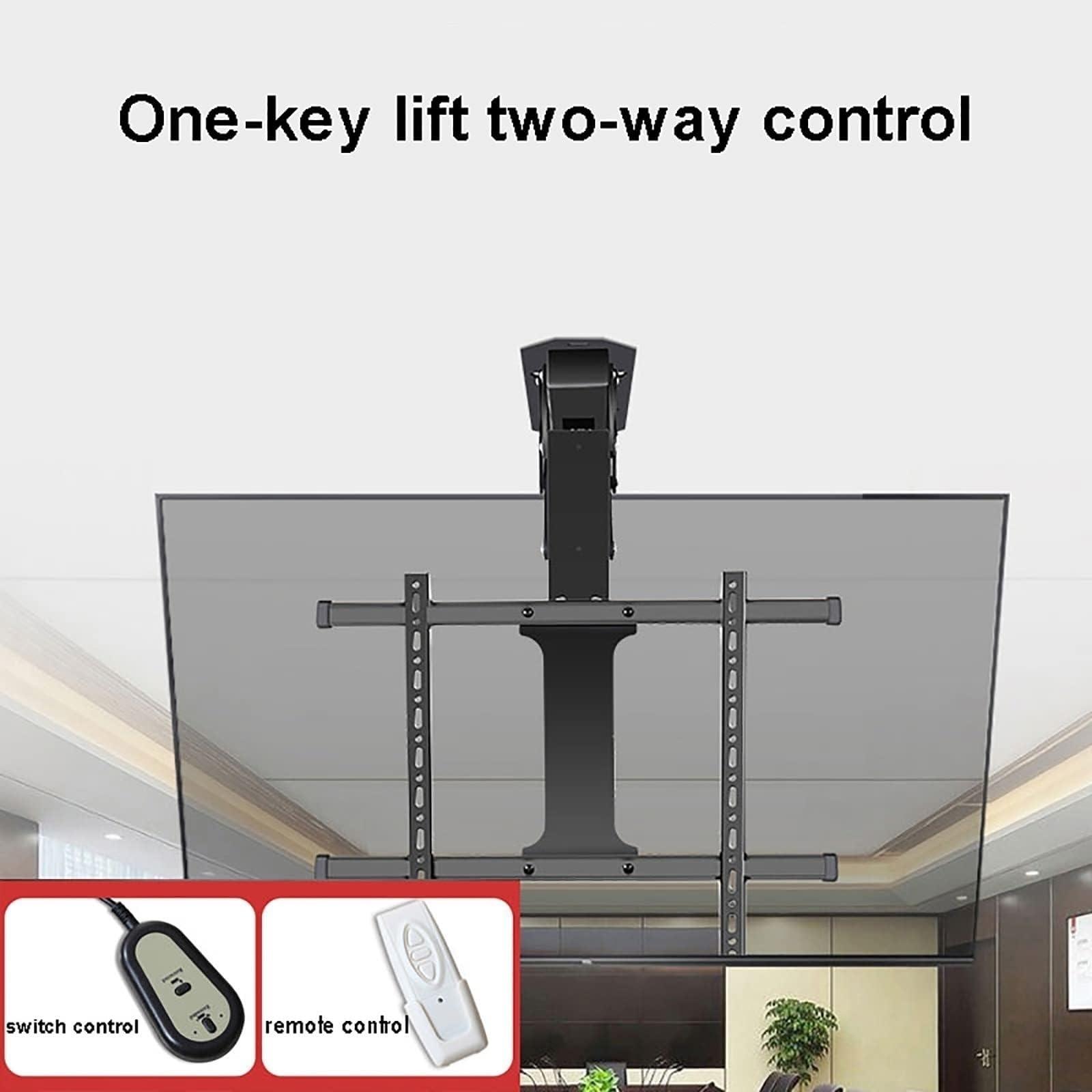 YUZDNM YUZDNM Ceiling TV Mount Bracket - Fits 32-70 Inch TVs Motorized TV Stand, Hidden Drop Down TV Lift, Telescopic Electric TV Lift with Auto Lifting, 0-85 Flip Down, Motorized Ceiling TV Mount
