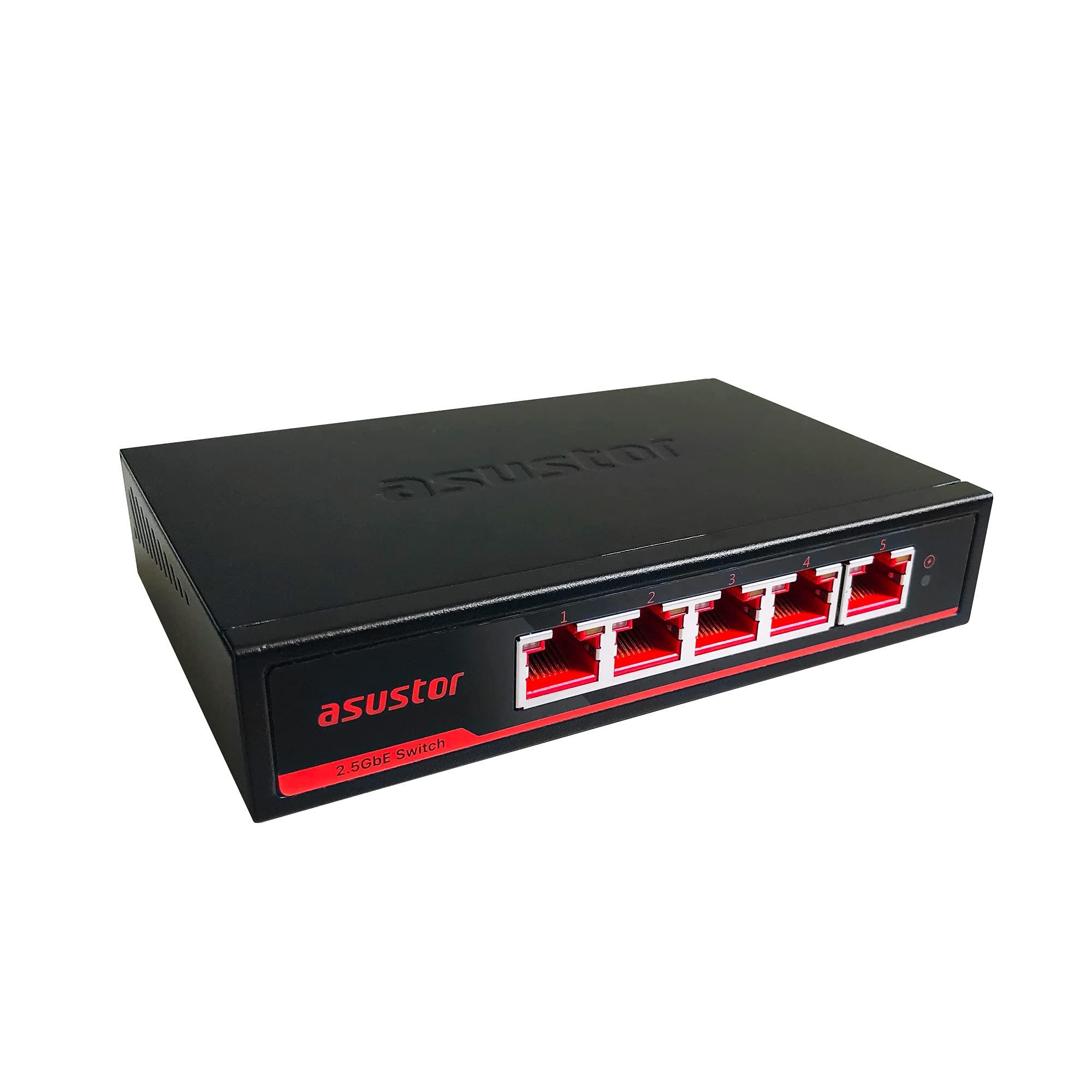Asustor Asustor ASW205T 5 Port 2.5G Unmanaged Ethernet Network Switch, Plug and Play, Wall-Mount