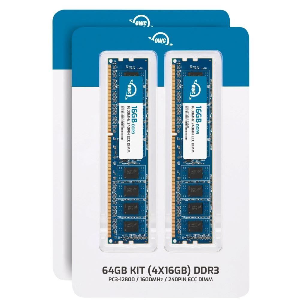 OWC OWC 64GB (4x16GB) DDR3L 1600 PC3L-12800 CL11 2Rx8 240-pin 1.35V ECC Unbuffered UDIMM Memory RAM Module Upgrade Kit for Select Desktops, Workstations, or Servers
