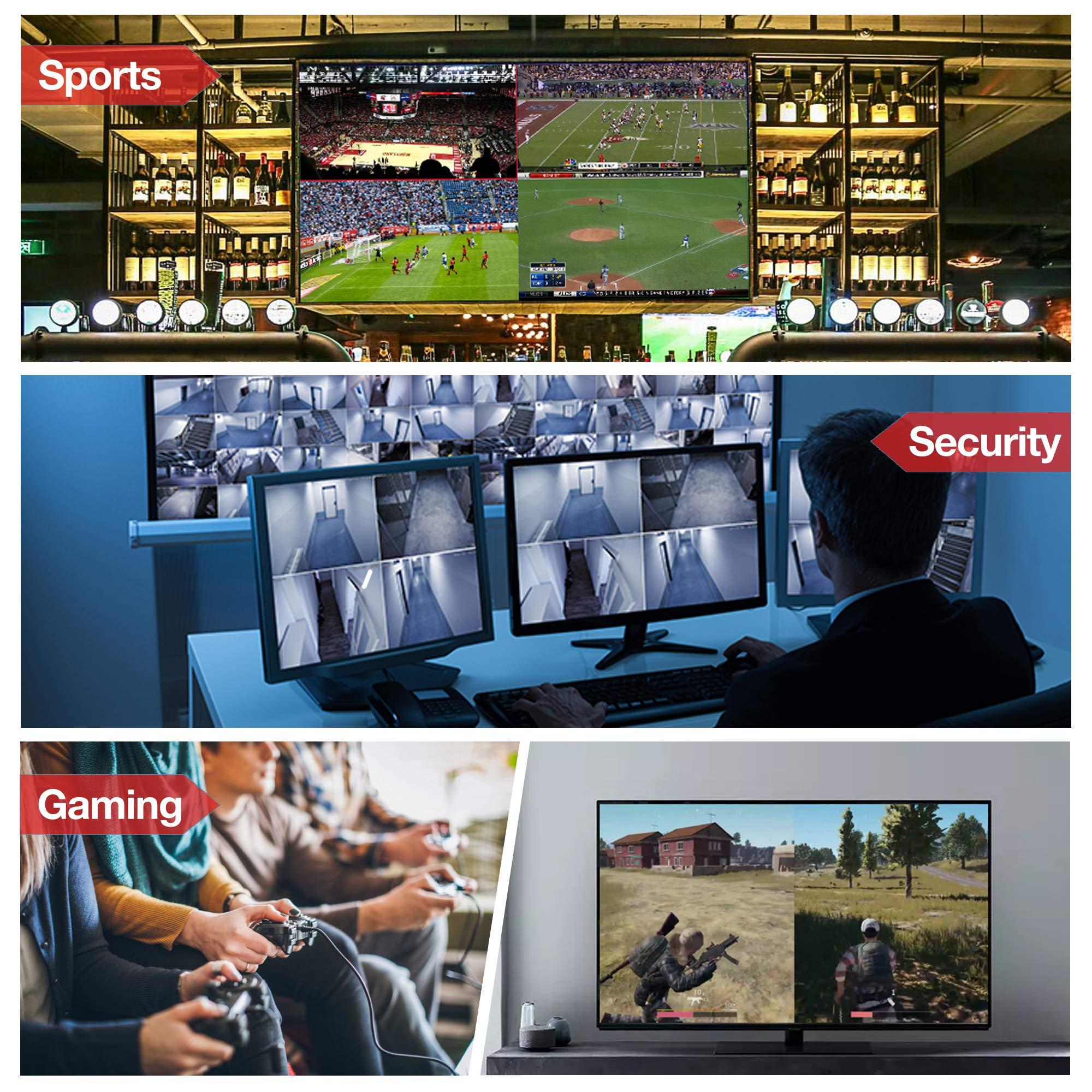 Expert Connect Expert Connect 4 Ports Quad HDMI Multi-Viewer/Screen Divider/Switch | 1080p @ 60Hz | 5 Viewing Modes