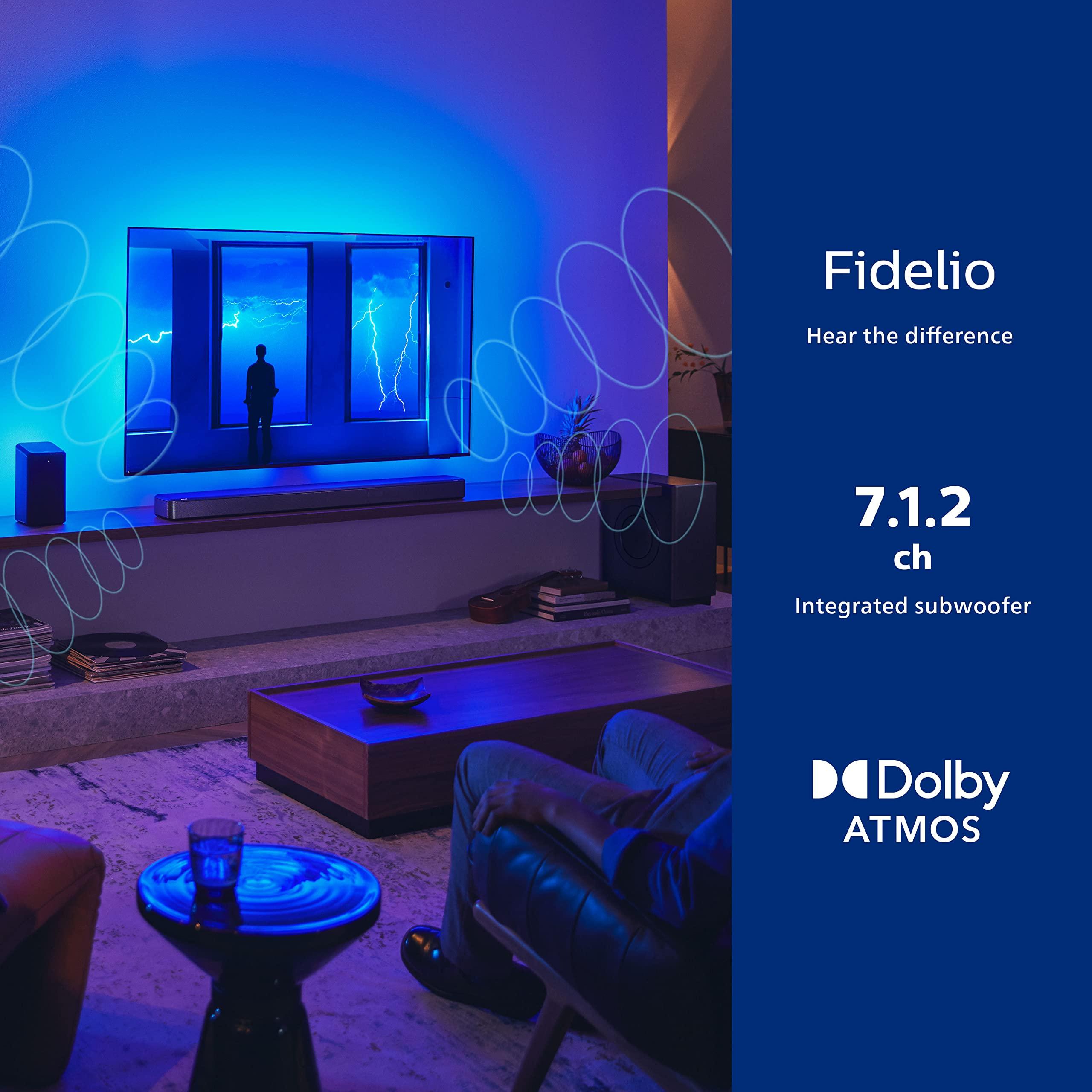 PHILIPS PHILIPS Fidelio FB1 7.1.2-Channel Surround Sound Soundbar with Integrated Dolby Atmos and Subwoofer + DTS Play-Fi, All-in-One, Premium Design and Materials