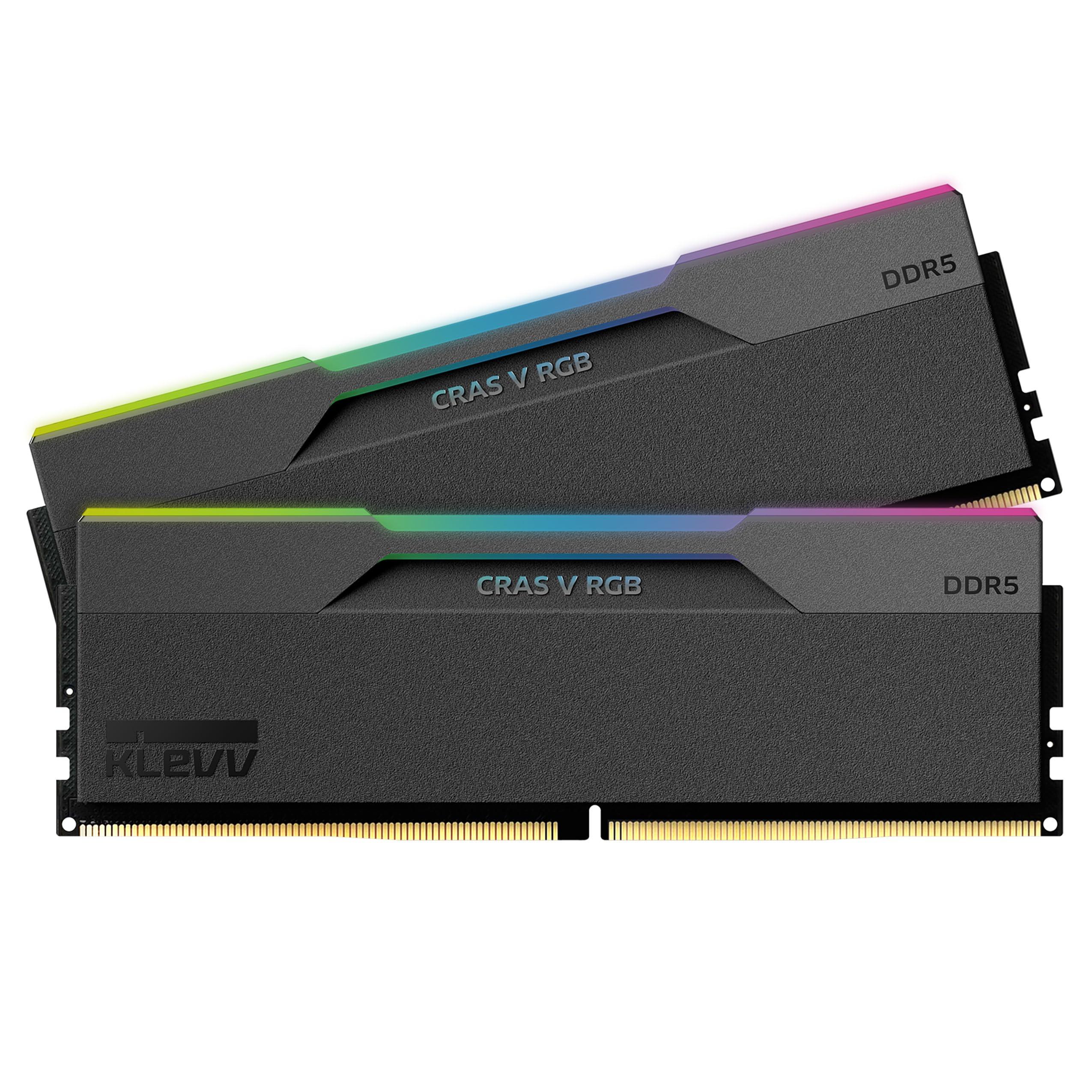 KLEVV KLEVV CRAS V RGB DDR5 64GB (2x32GB) 6400MHz CL32 A-DIE 1.35V Gaming Desktop Ram Memory SK Hynix Chip XMP 3.0 / AMD Expo Ready - Black (KD5BGUA80-64A320G)