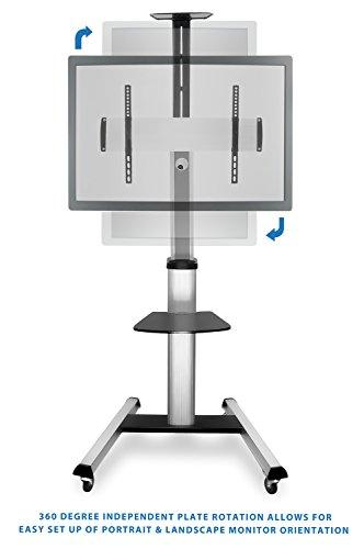 Mount-It! Mount-It! Mobile TV Stand for Flat Screen Televisions, Height Adjustable Rolling TV Cart for 32, 40, 50, 55, 60, 65 and 70 Inch Screens, 110 Pound Capacity