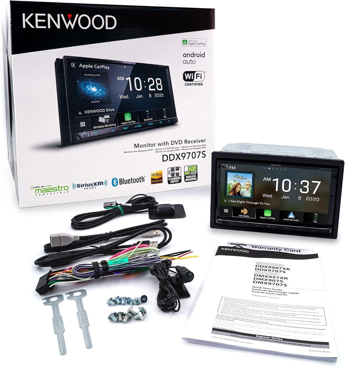 Kenwood KENWOOD DDX9707S 6.95" Capacitive Touch Screen DVD Multimedia Receiver with Apple CarPlay & Android Auto | Plus KENWOOD CMOS-240U Universal Backup Camera