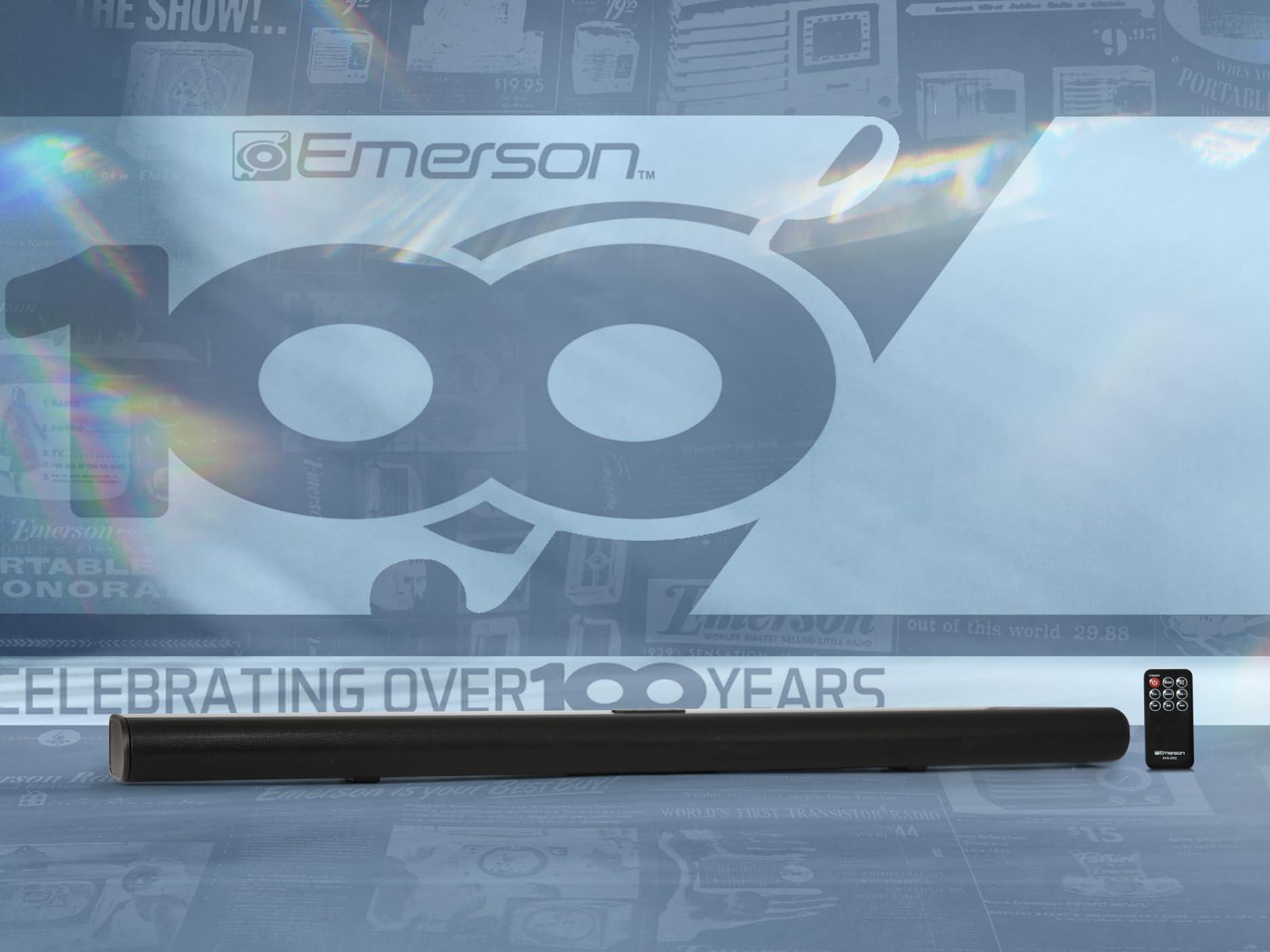 Emerson Emerson EHS-2003 42-Inch Bluetooth Soundbar with HMDI ARC, Wireless NFC Connectivity, 2.0 Channel Audio, USB/AUX Inputs, FM Radio, Wall Mountable Design, and Remote Control