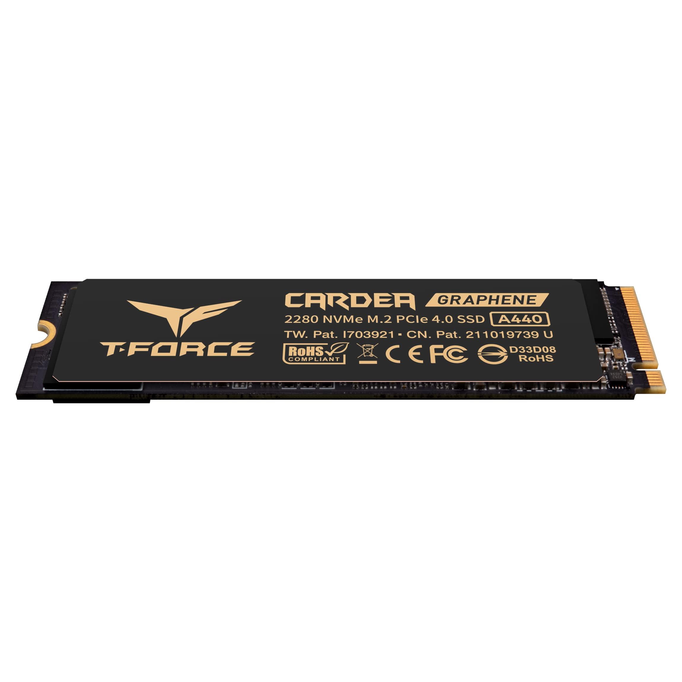 TEAMGROUP TEAMGROUP T-Force CARDEA A440 Graphene & Aluminum Heatsink 1TB with DRAM SLC Cache 3D NAND TLC NVMe PCIe Gen4 x4 M.2 2280 Gaming Internal SSD Read/Write 7,000/5,500 MB/s TM8FPZ001T0C327
