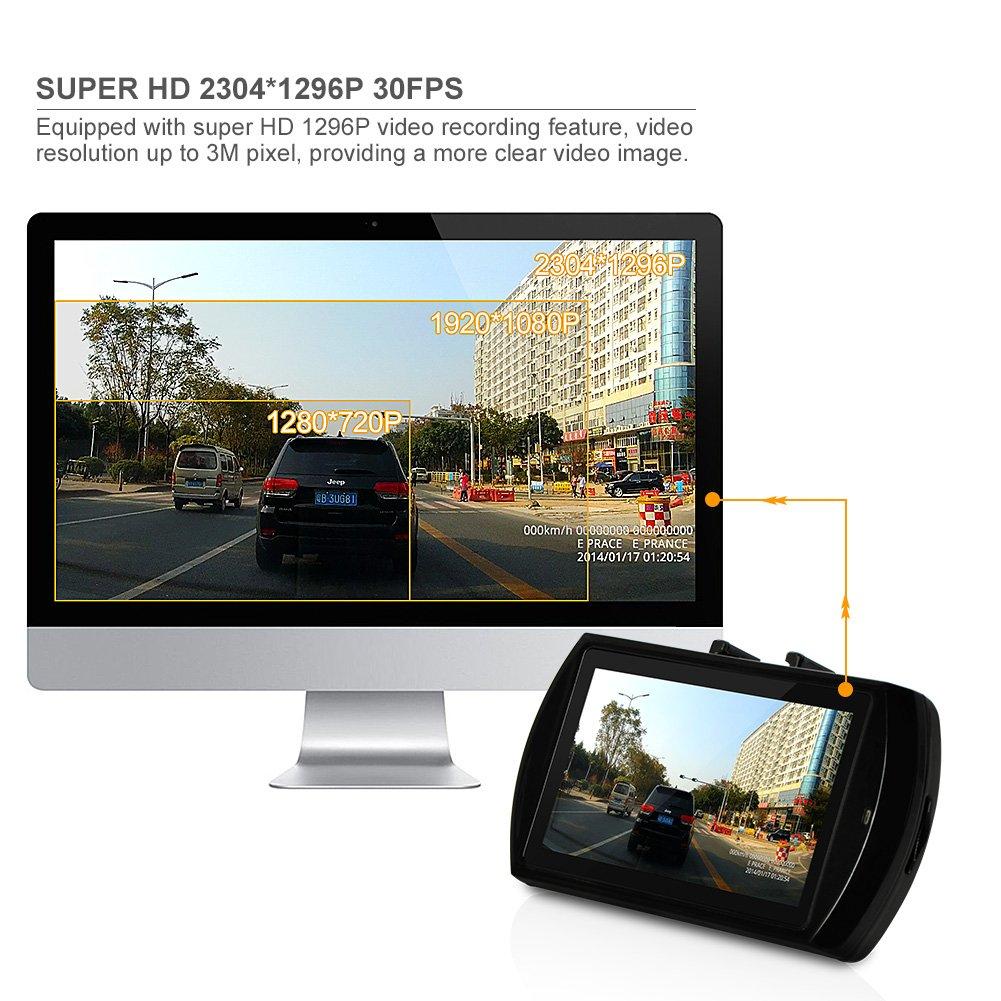 E-PRANCE E-PRANCE 2015 New B47fs Super Night Vision Car Dash Camera Recorder Super Hd 1296p G-Sensor Hdmi + 170 Degree Ultra Wide Angle + Ov4689 Cmos Sensor + Ir Night Vision with 32gb Memory Card