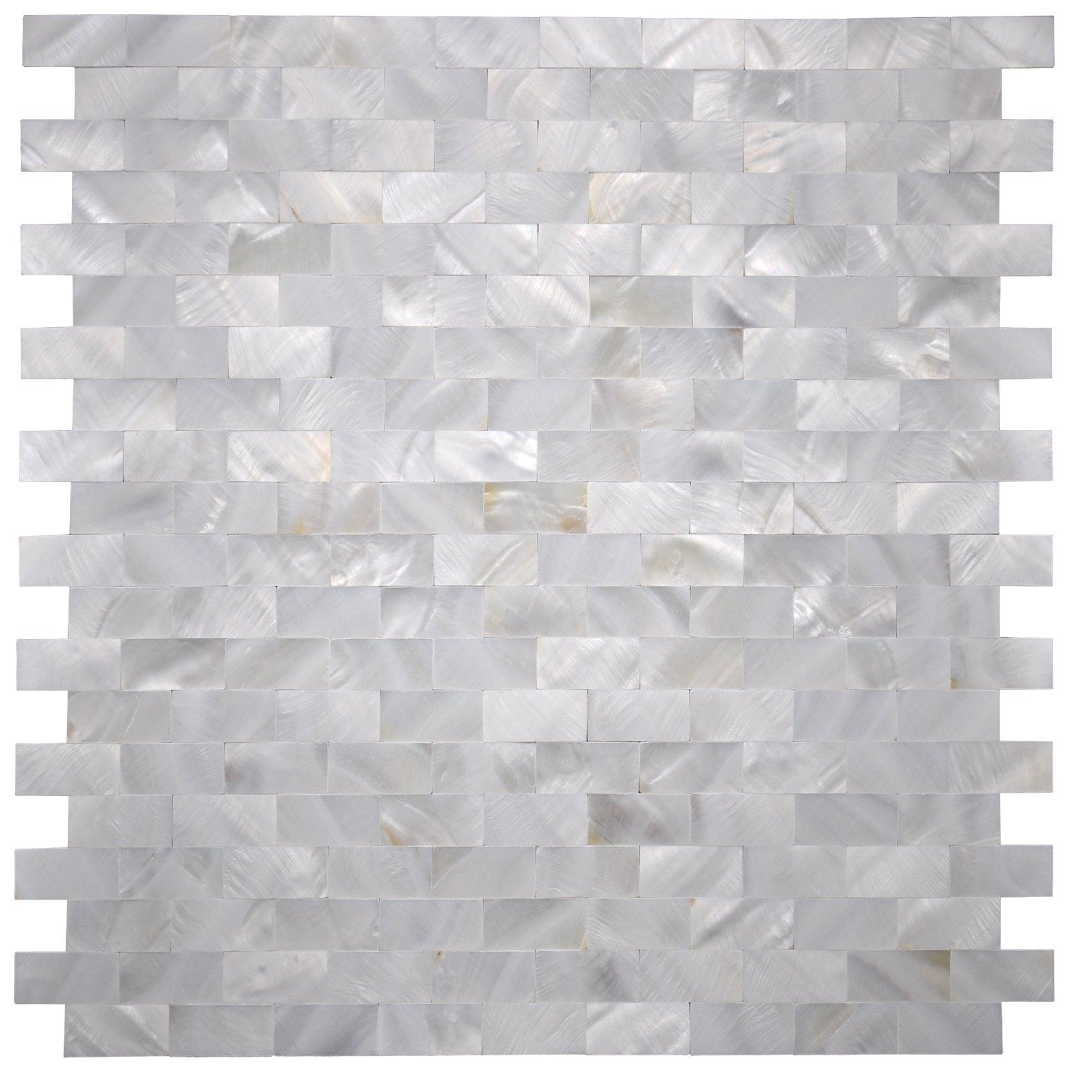 Art3d Art3d Mother of Pearl Shell Mosaic Tile for Kitchen Backsplash/Shower Wall Tile, 12" x 12" Groutless Subway