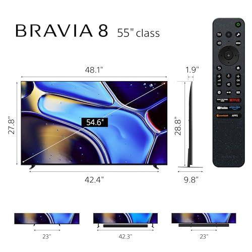 Sony Sony 55 Inch OLED 4K Ultra HD TV BRAVIA 8 Smart Google TV with Dolby Vision HDR and Exclusive Features for PlayStation 5 (K-55XR80)