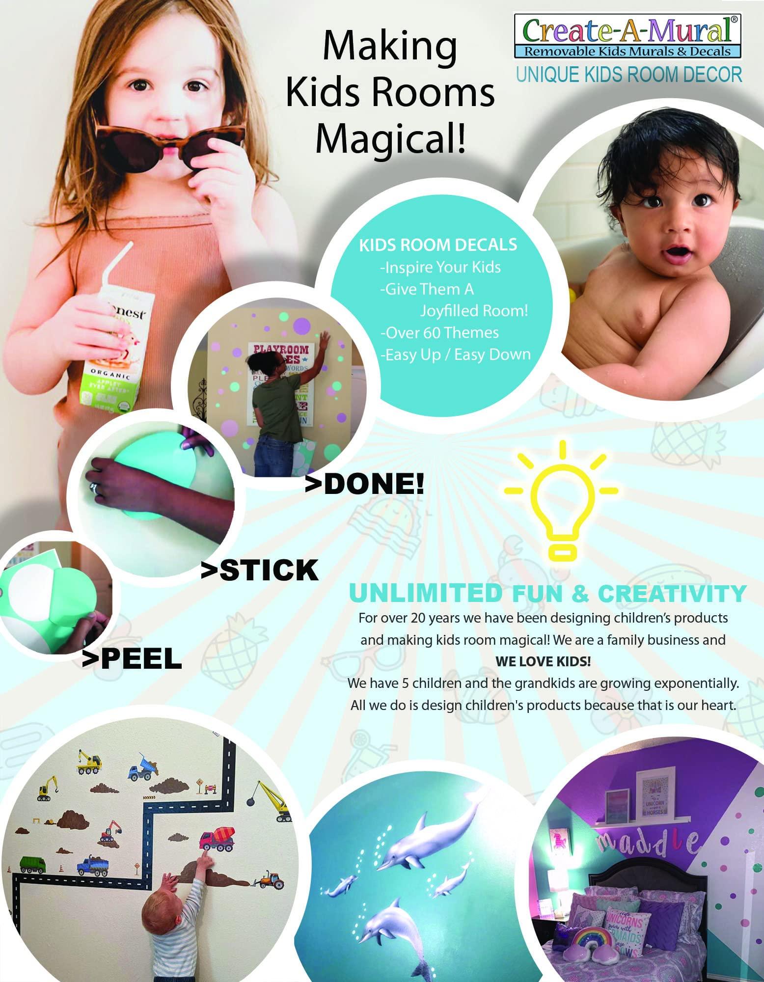 Create-A-Mural Butterfly Wall Decals Beautiful Girls Wall Stickers Wall Art Vinyl Stickers for Bedroom Kids Room Decor Nursery Toddler Teen Decorations Playroom Birthday (Lilac Purple)