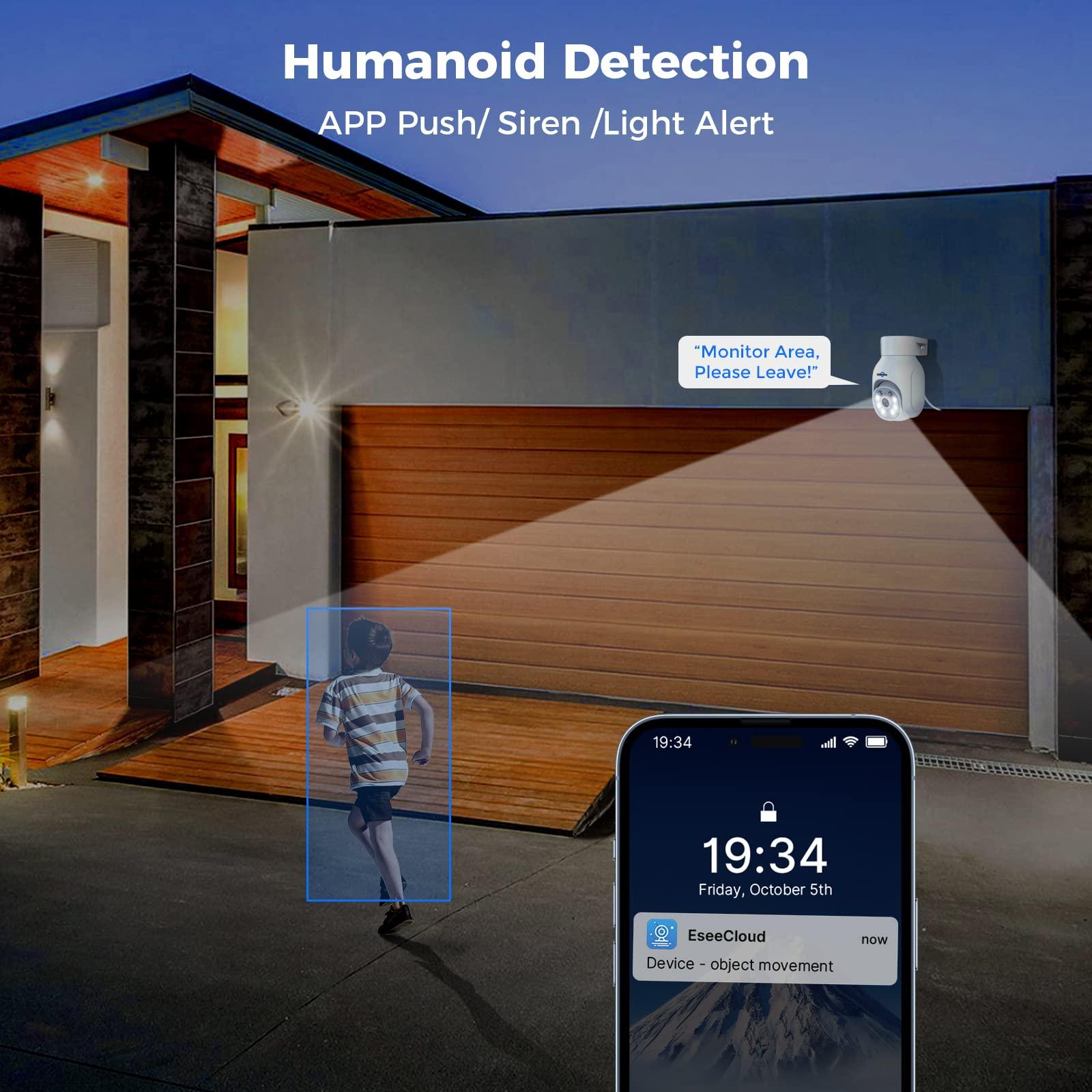 Hiseeu Hiseeu Wireless Security Camera Outdoor, 2.4G/5G 3MP WiFi Camera, Color Night Vision, Auto Tracking, Pan/Tilt, 360 View, Motion Detection, Two-Way Audio, IP66, Work with Alexa, No Monthly Fee