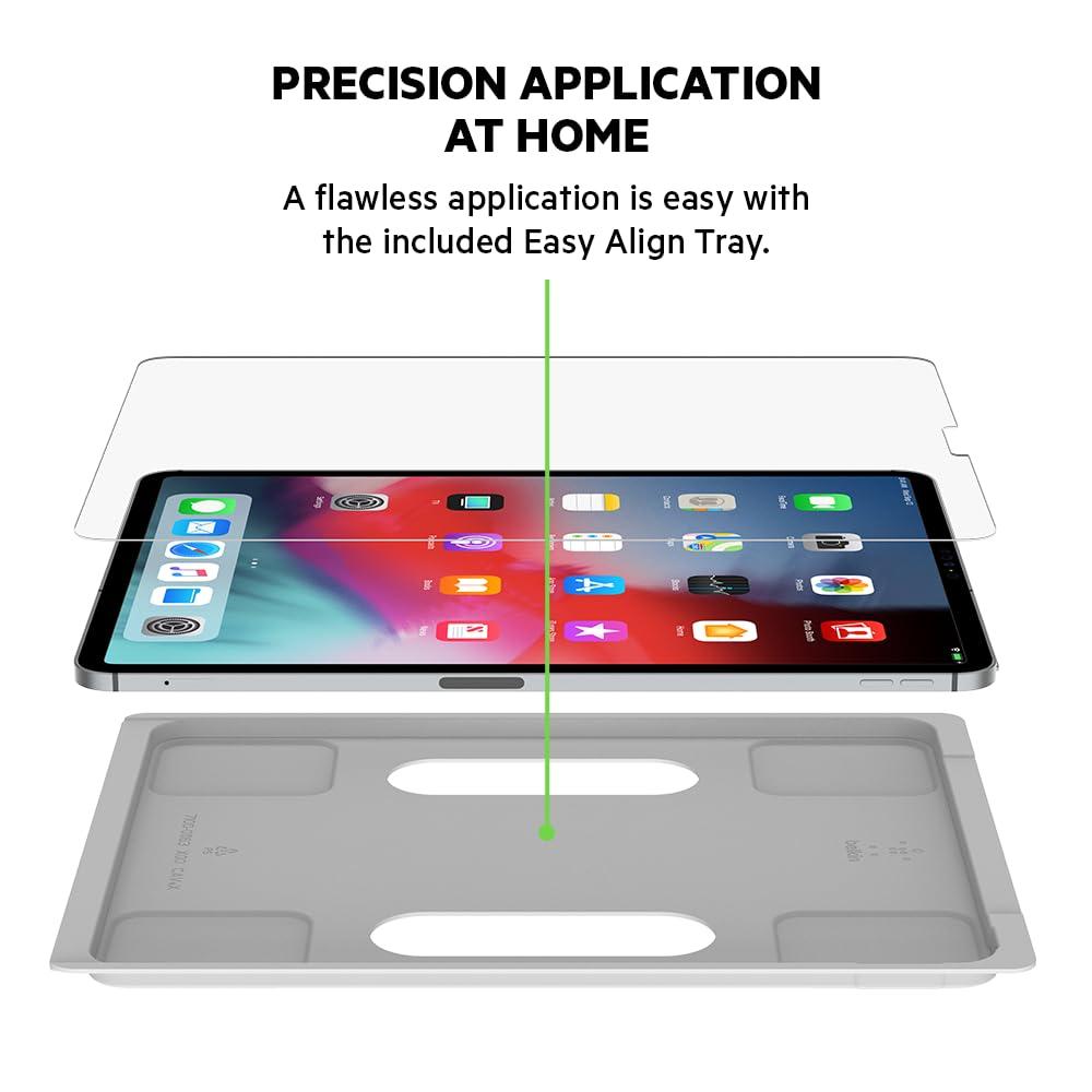 Belkin Belkin ScreenForce TemperedGlass Screen Protector for iPad Pro 12.9" (2018 Model) - Scratch-Resistant Impact Protection w/Included Easy Align Tray for Bubble-Free Application