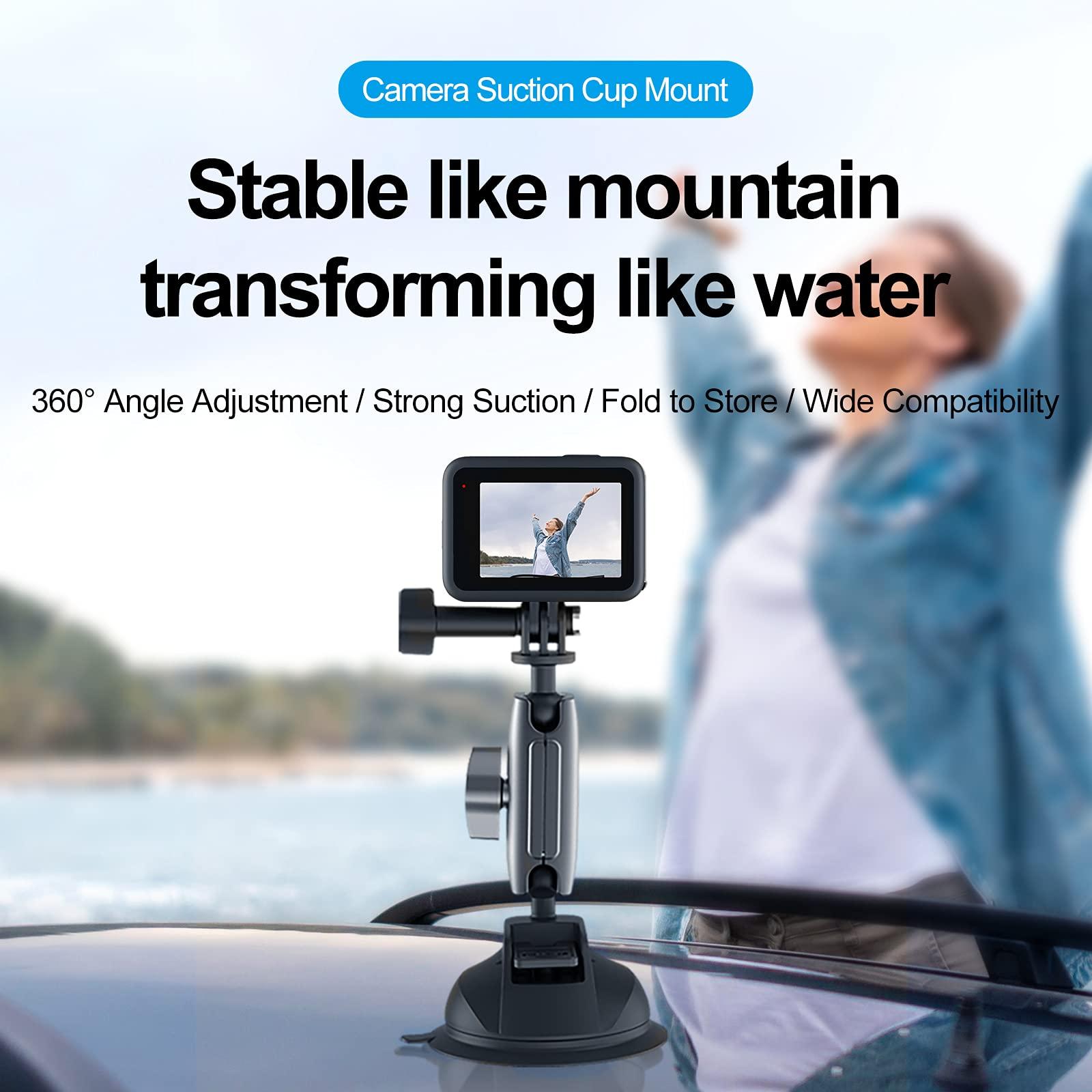 TELESIN TELESIN Aluminum Camera Suction Cup Car Mount with Phone Holder, Outside Inside Windshield Window Dashboard Accessories for GoPro 13 12 11 10 9 8 7 6 5 Insta360 X3 X4 X5 DJI Action 3 4 5pro Pocket 3