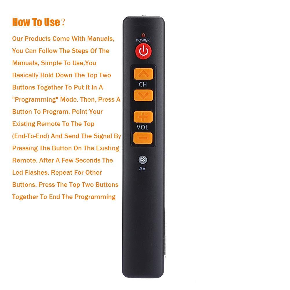 Lelukee Big Button Learning Remote Control for Elderly,2Pack Universal Seniors Programmable Large 5 Keys Remote Control for TV/STB/DVD/DVB/HiFi/VCR, etc.