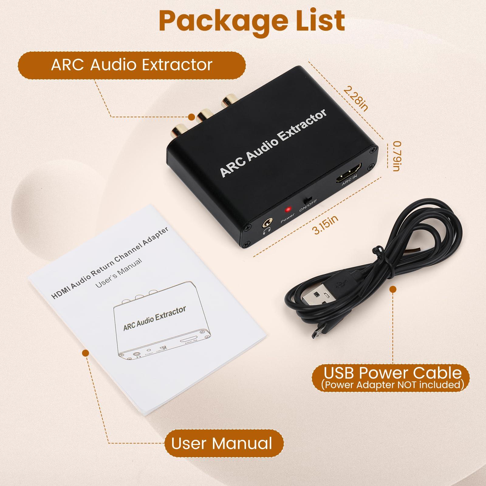 Aodafy eARC Audio Extractor, eARC Audio Converter to HDMI Optical/SPDIF L/R 3.5mm AUX Sound Extractor, HDMI eARC/ARC to Optical Audio Adapter, for TV to Non-ARC Sound System Soundbar Speaker Amplifier
