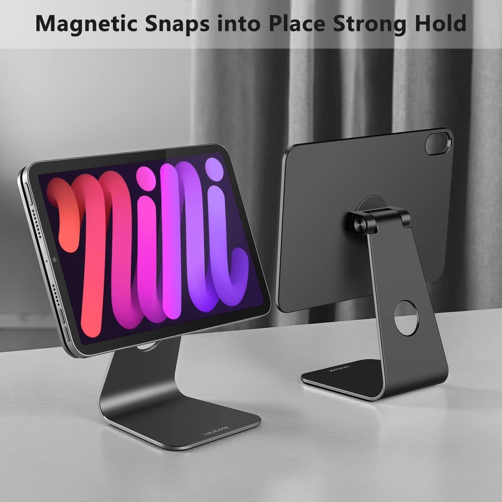 LULULOOK LULULOOK Magnetic Stand for iPad Mini 6 (8.3 inch, 2021), Adjustable Desk Tablet Holder, Aluminum Rotatable Floating Stand for Apple iPad Mini 6 Drawing, Viewing (Gray)