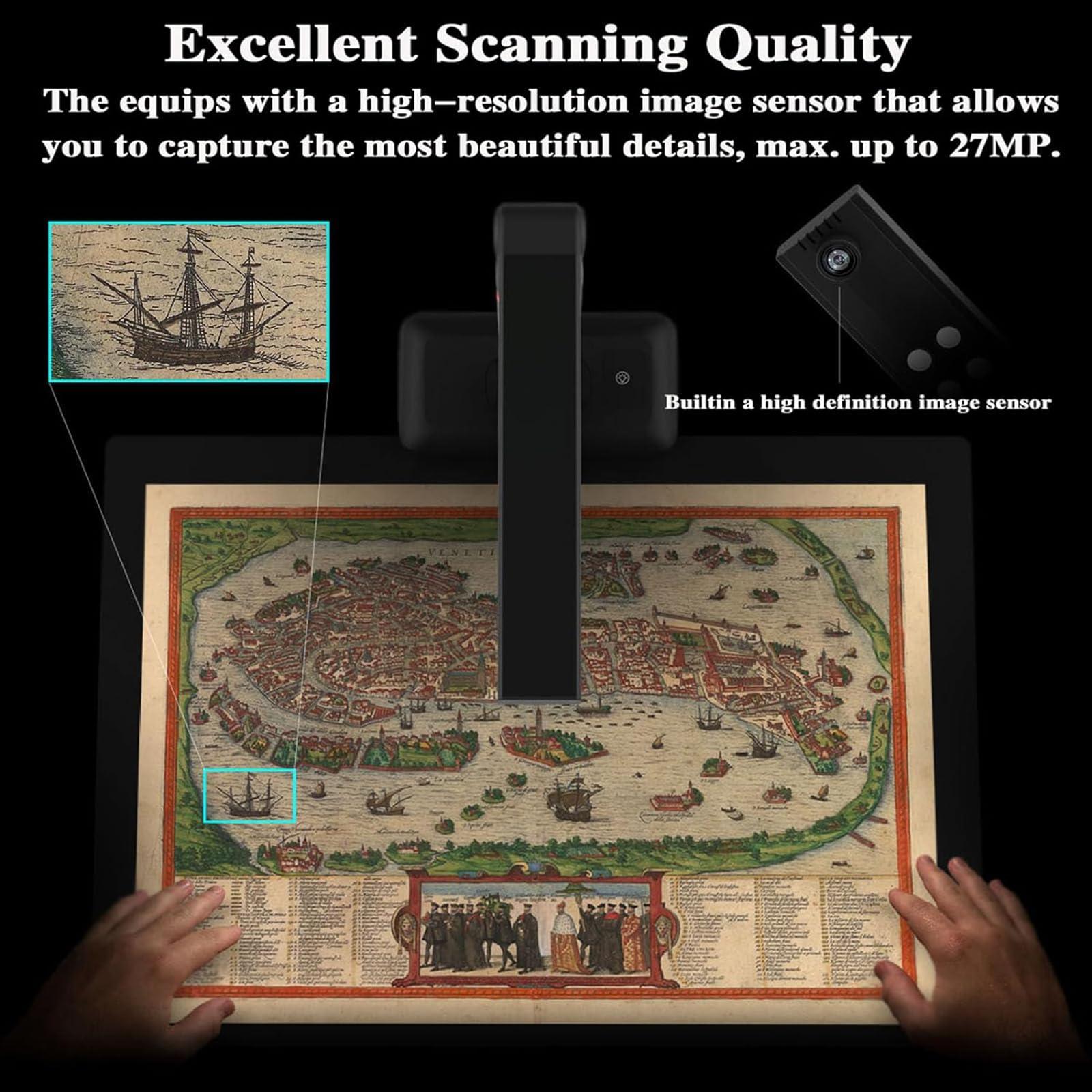 LHQYA Document Scanner, 23MP A2 Large Format Camera Scanner, Support OCR Multi-Language/Auto-Flatten/apture Size A2, for Windows 7/8/8.1/10