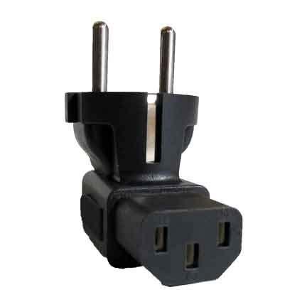 SF Cable SF Cable, IEC 60320-C13 3 Prong Receptacle to Standard 3 Prong European Schuko CEE 7 Right Angle Plug Adapter