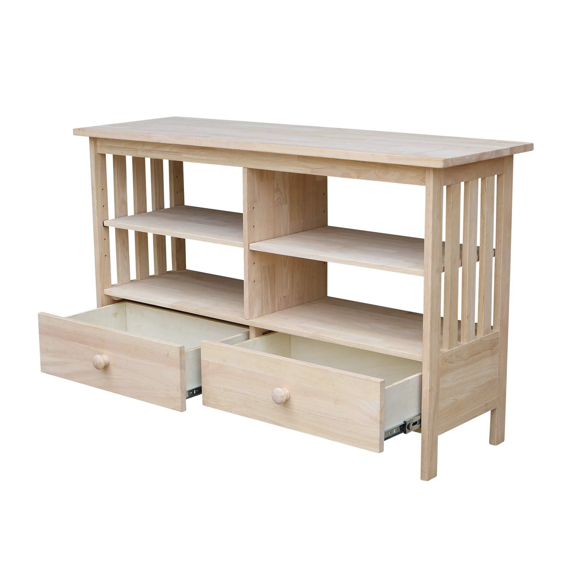 International Concepts IC International Concepts Mission Entertainment/TV Stand Solid Real Wood, Sturdy Parawood, 48 X 16 X 30, Minimum Assembly, DIY, Paint or Stain in Any Color, Unfinished