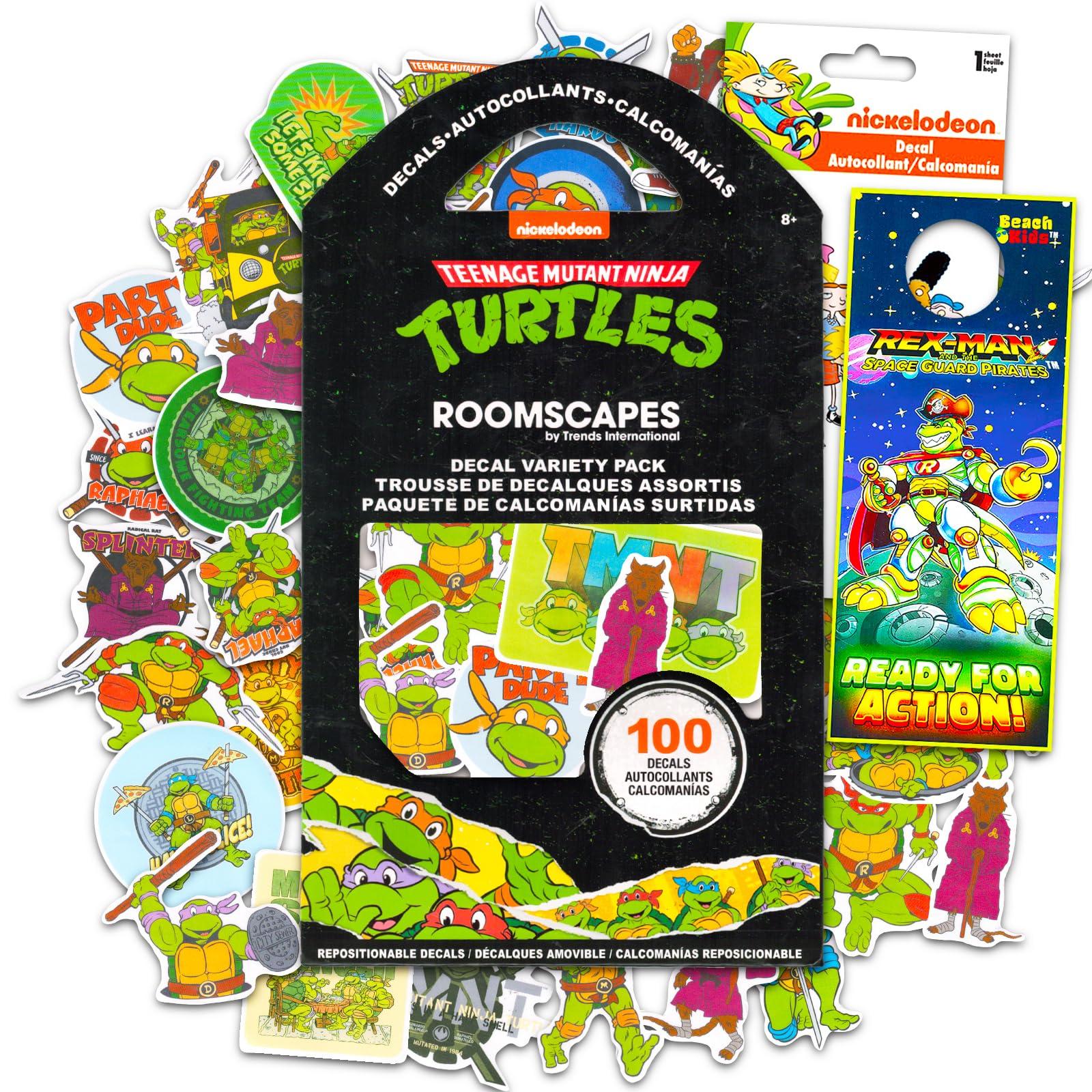 Nickelodeon Teenage Mutant Ninja Turtles Sticker Decal Set - Bundle with 100 Assorted TMNT Decals for Laptops, Cell Phones, Water Bottles and More Plus Door Hanger | TMNT Decals