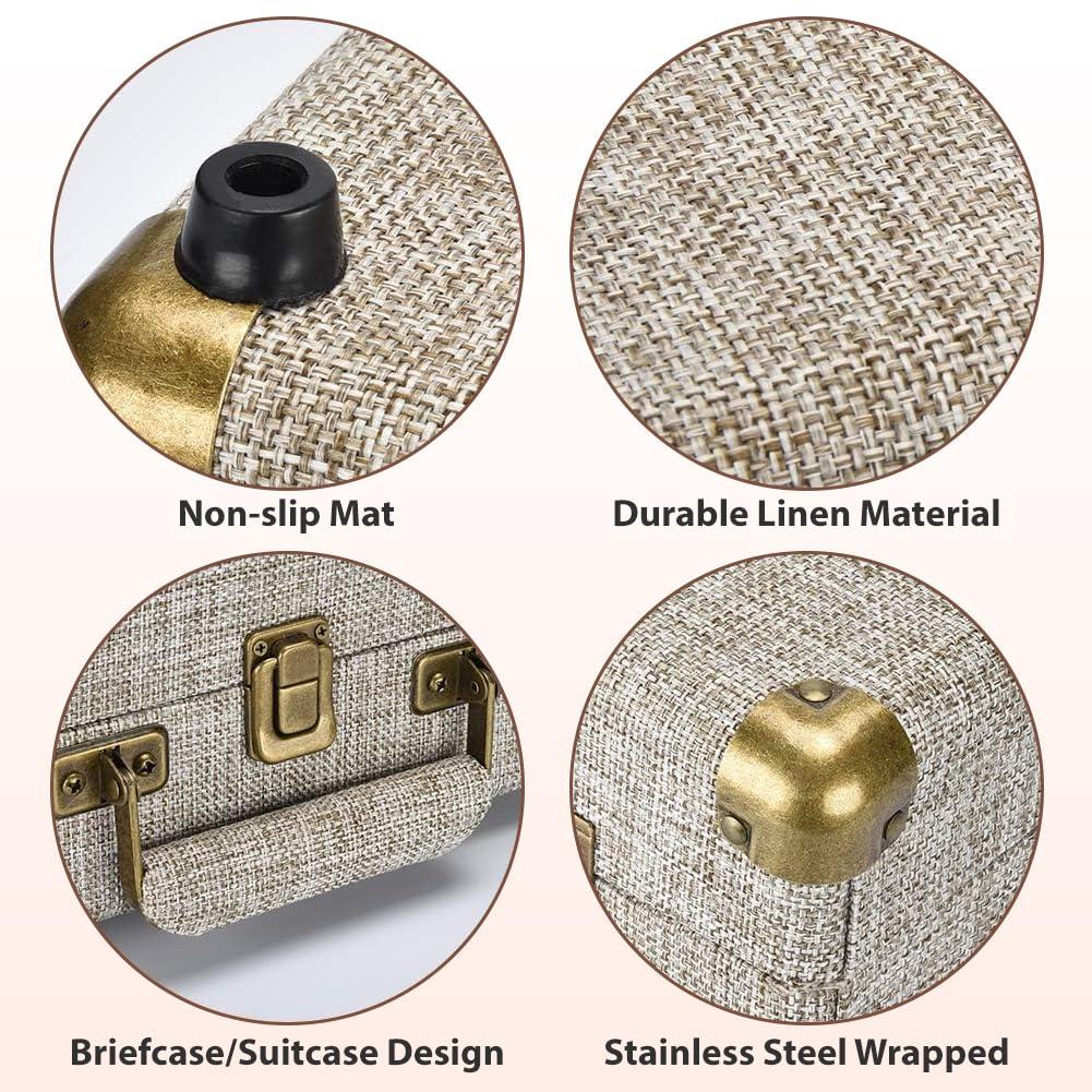 SKEVONO Vinyl Record Player, SKEVONO 33-1/3, 45 & 78 RPM Portable Suitcase Turntable, Bluetooth Vintage Record Player with 2 Built-in Speakers, Supports RCA Output Headphone Jack Phone Music Playback