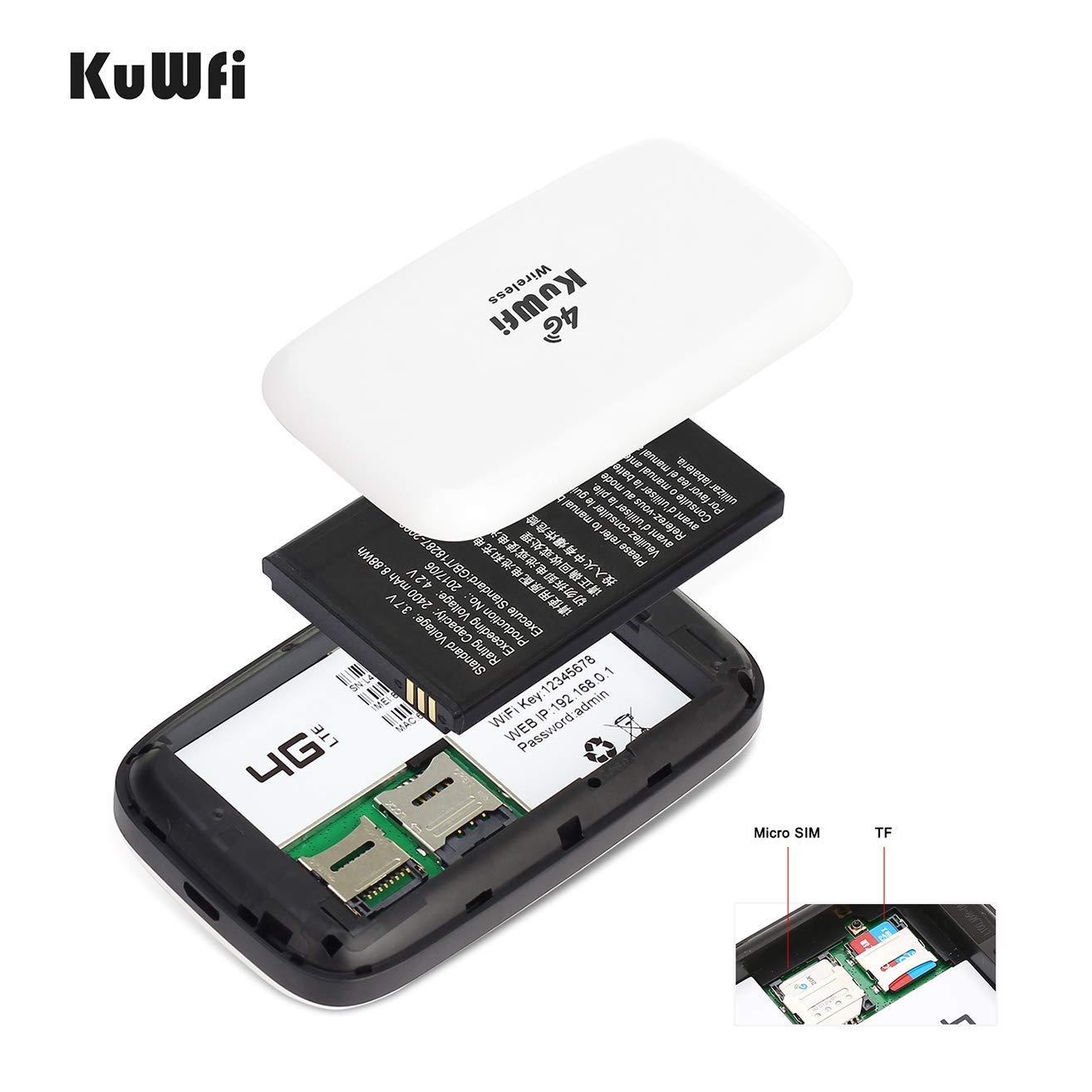 KuWFi KuWFi Mobile WiFi Hotspot and 2GB Prepaid 4G LTE SIM Card